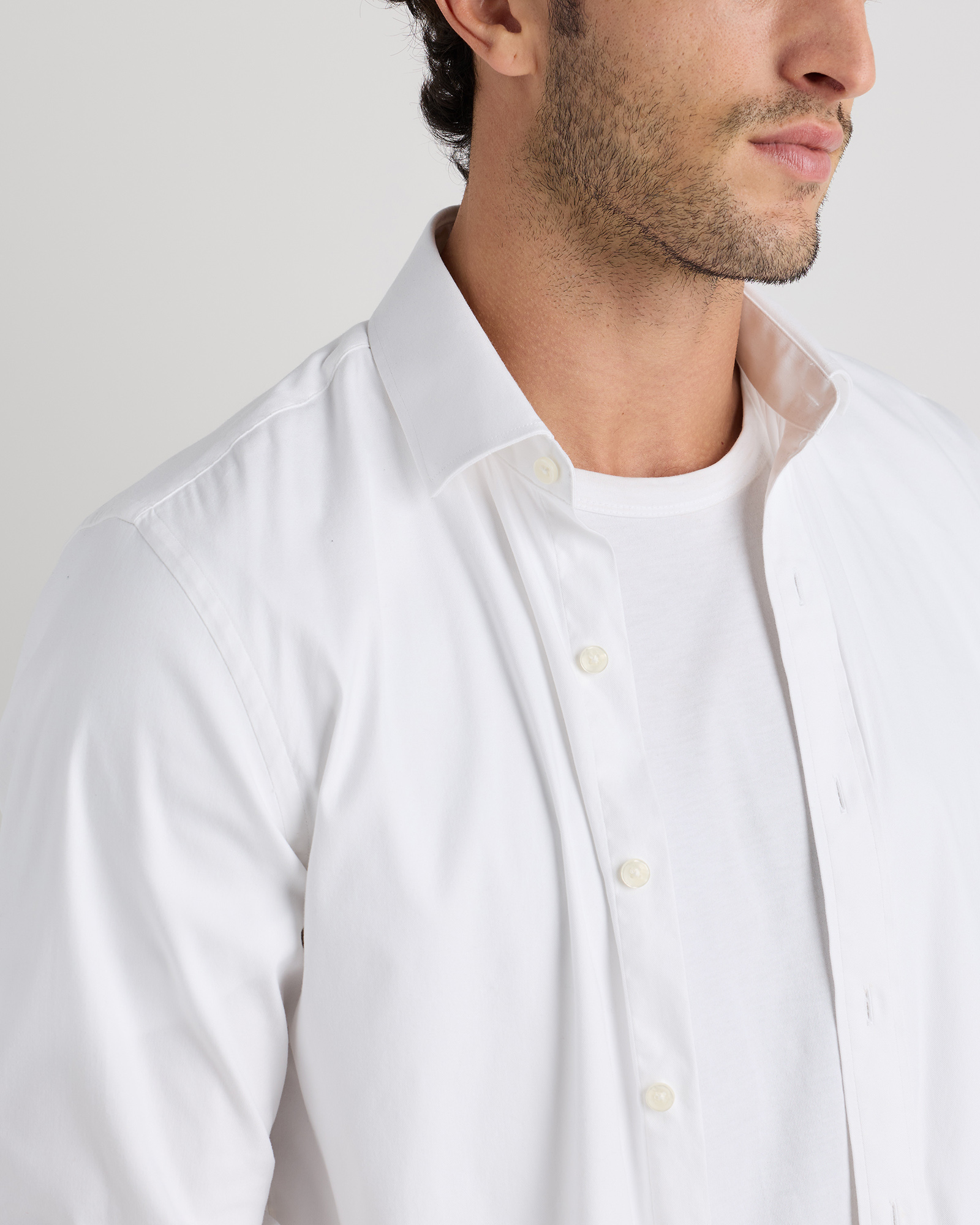 15.5 37 dress shirt Report Collection Long Sleeve 4-Way Stretch Men's Woven Dress Shirt Solid Print, Size: 15 in, White