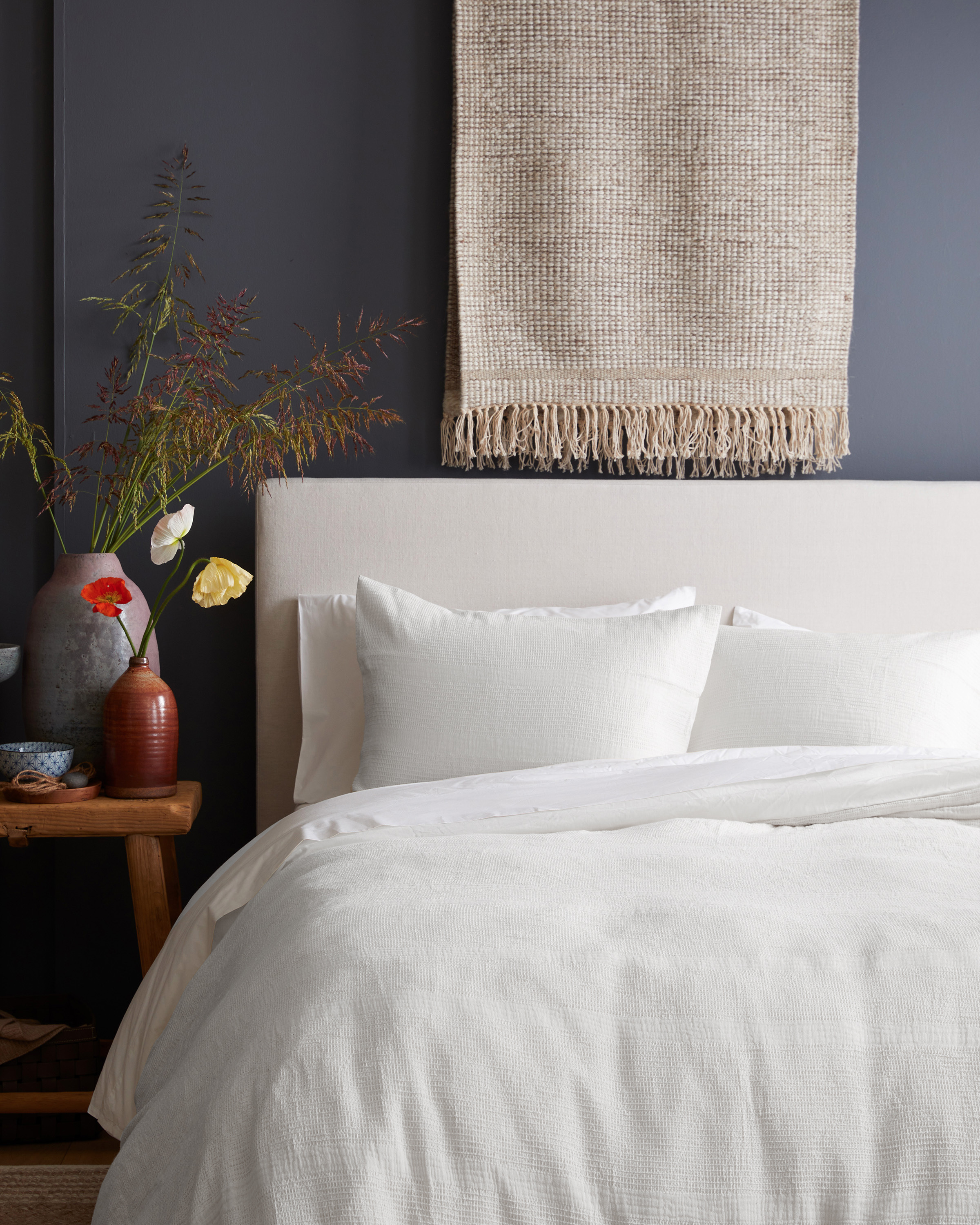 Organic Cotton Waffle Stripe Duvet Cover - Thumbnail 2