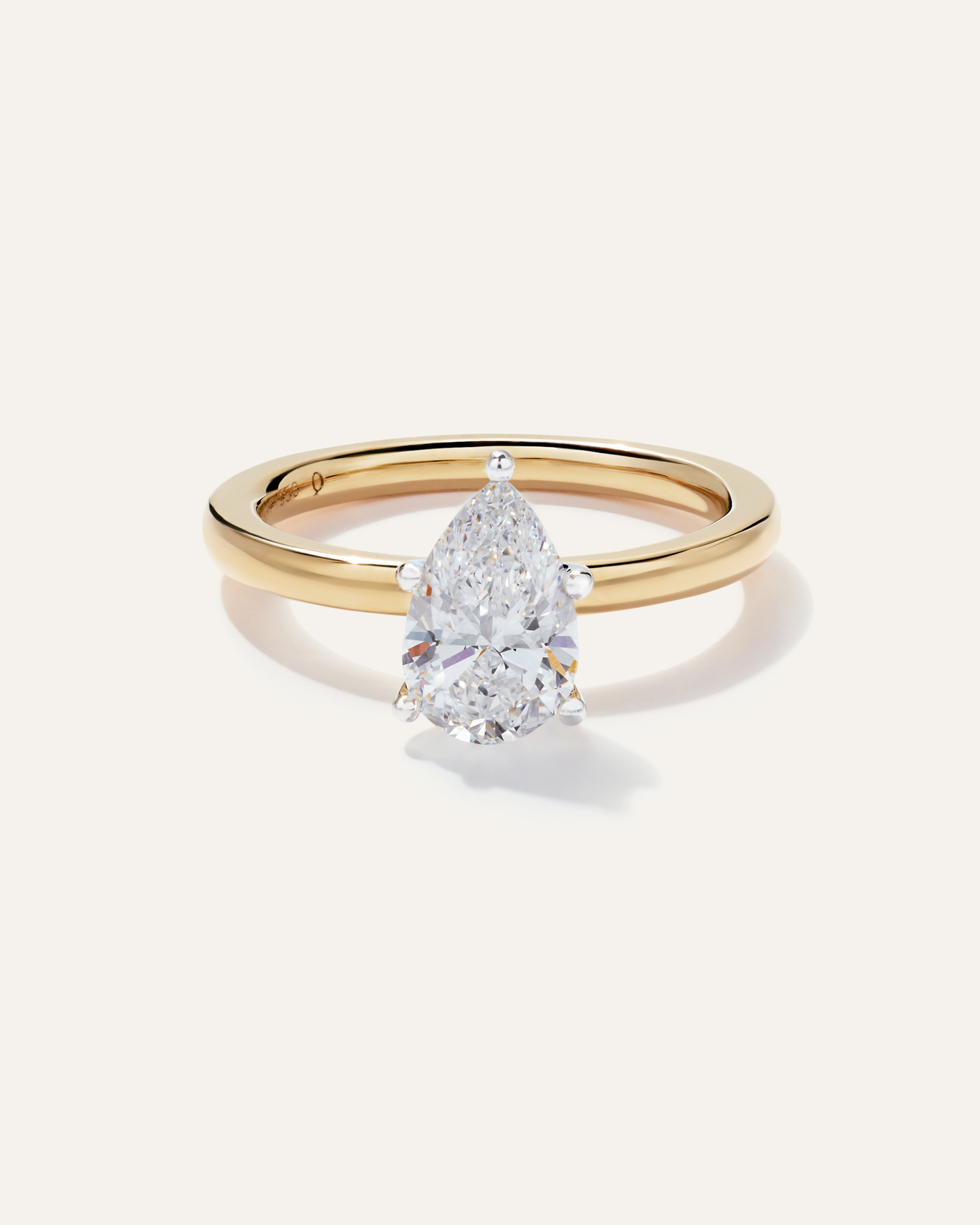 Yellow Gold Lab Grown Diamond Pear Comfort Fit Engagement Ring