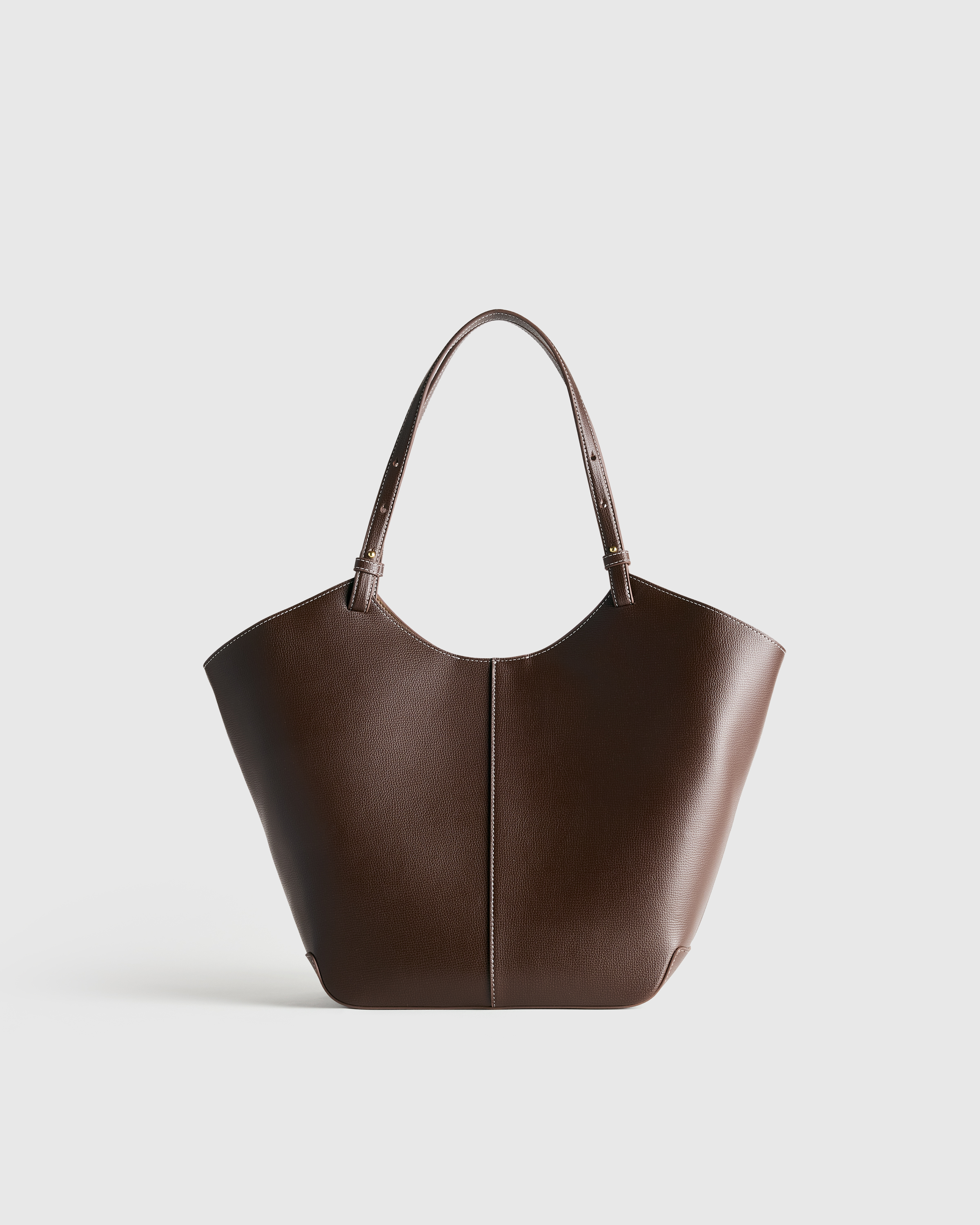 Dark Brown Italian Leather Trapeze Tote