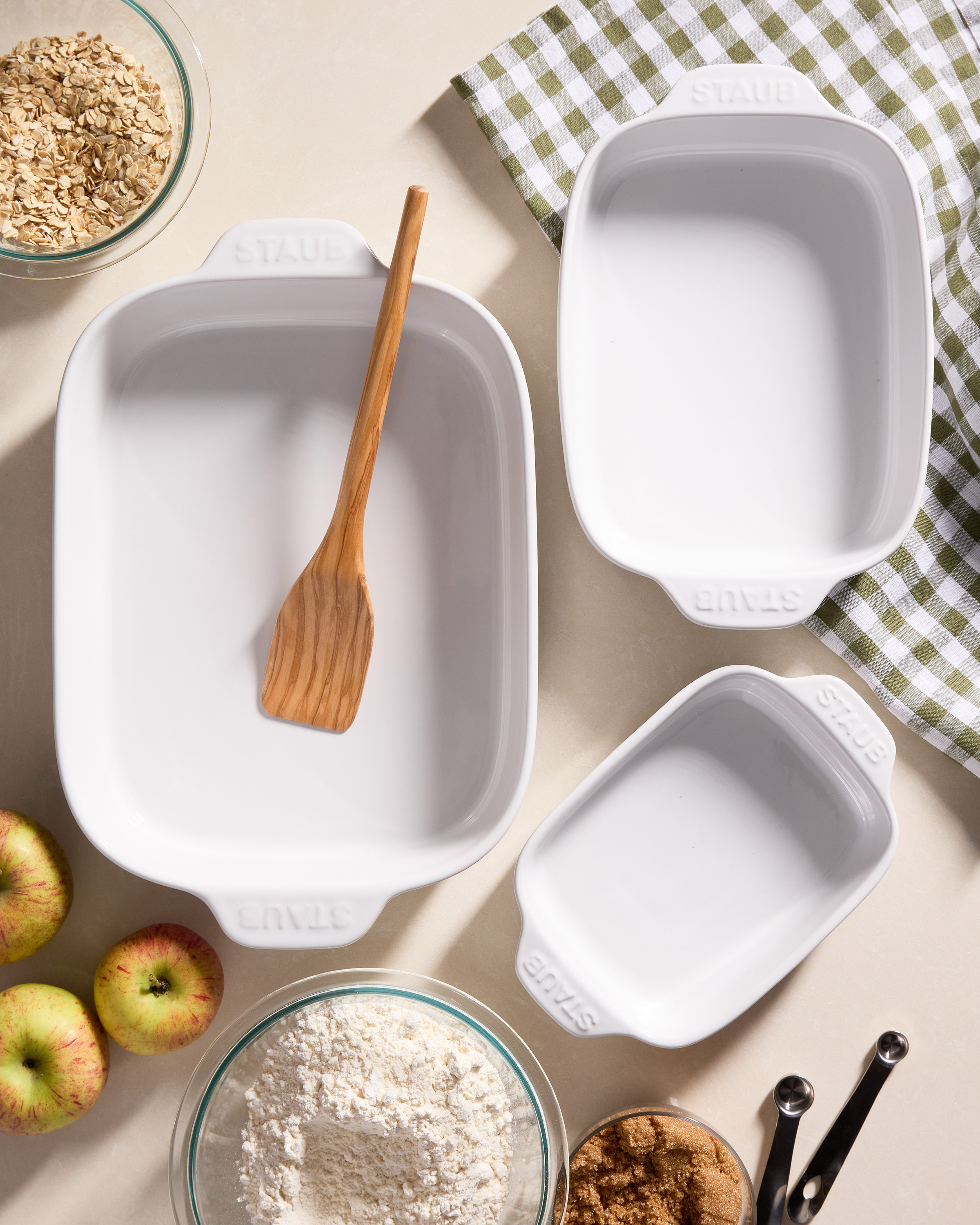 Stoneware Rectangular Baking Dishes, Set of 3 by STAUB - White