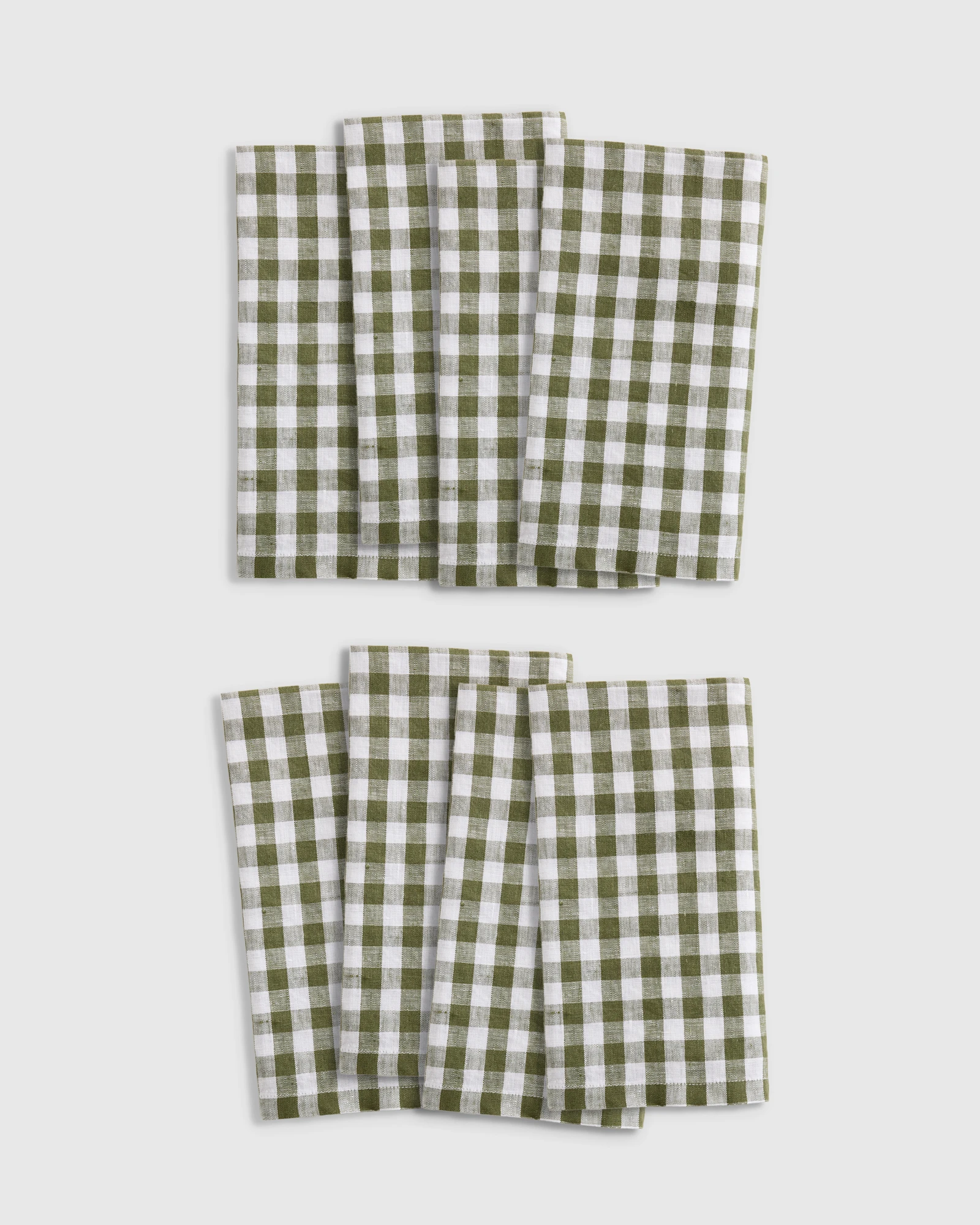 European Linen Gingham Napkins, Set of 8
