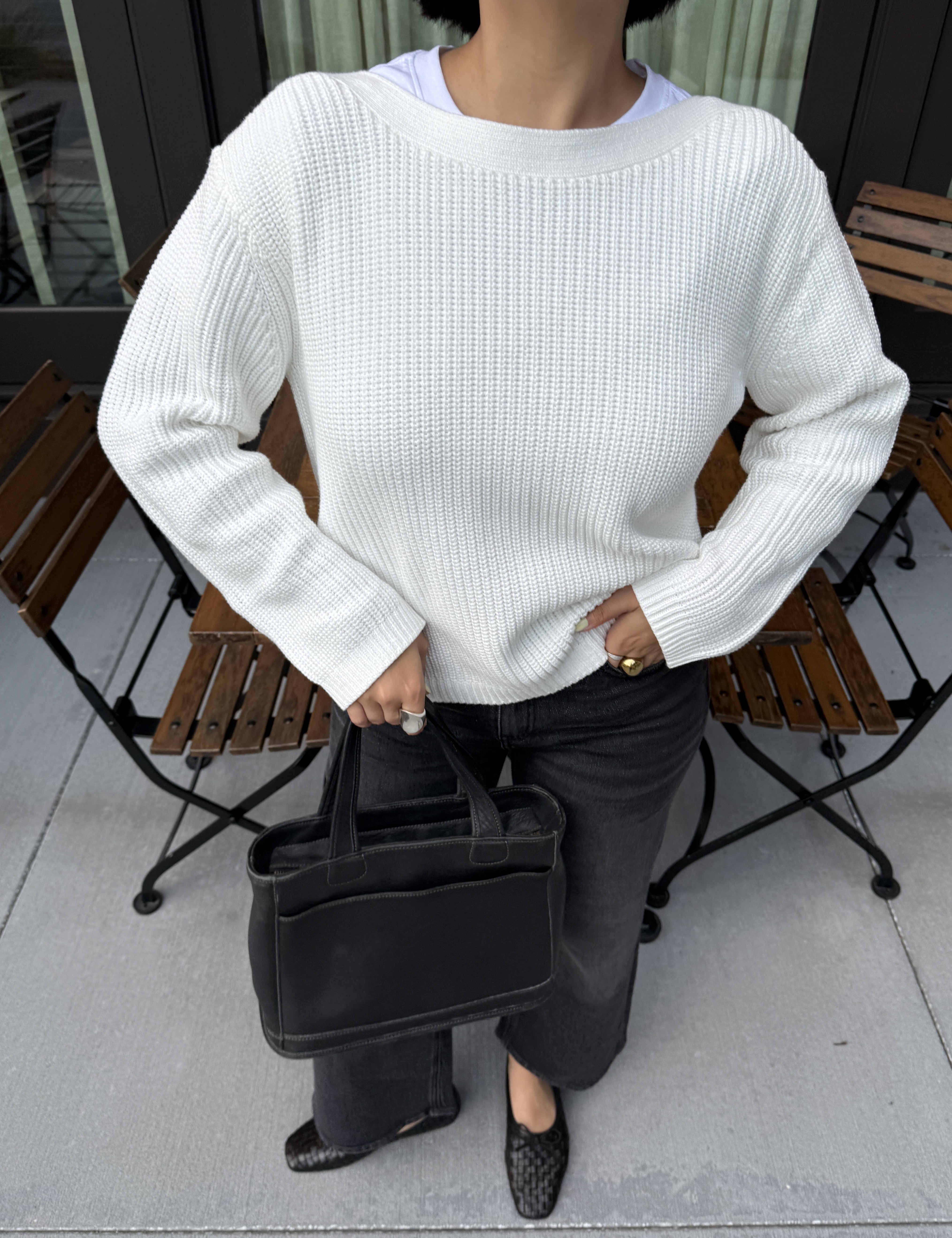 Speckled Beige 100% Organic Cotton Fisherman Boatneck Sweater