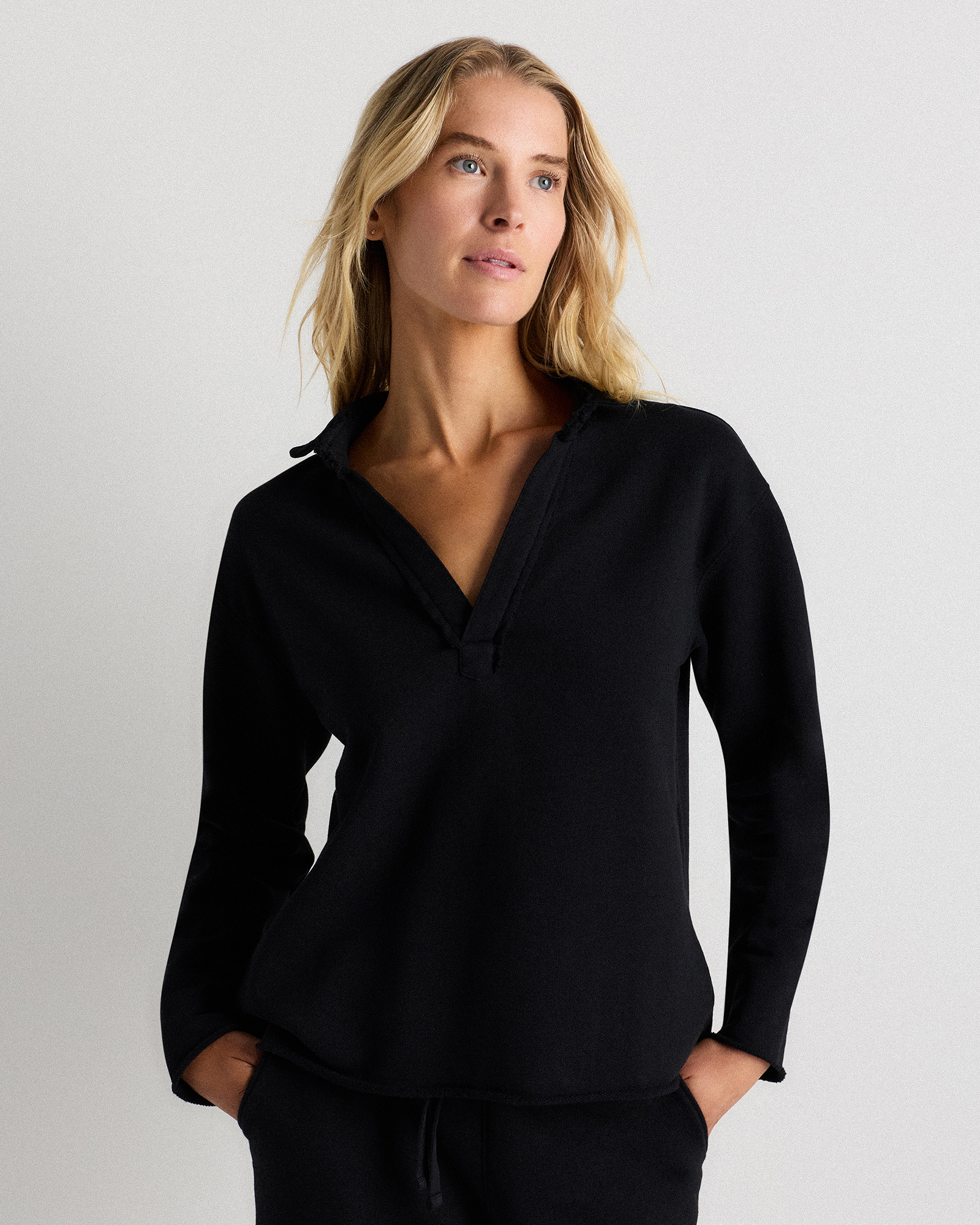 Bold Black Organic French Terry Henley