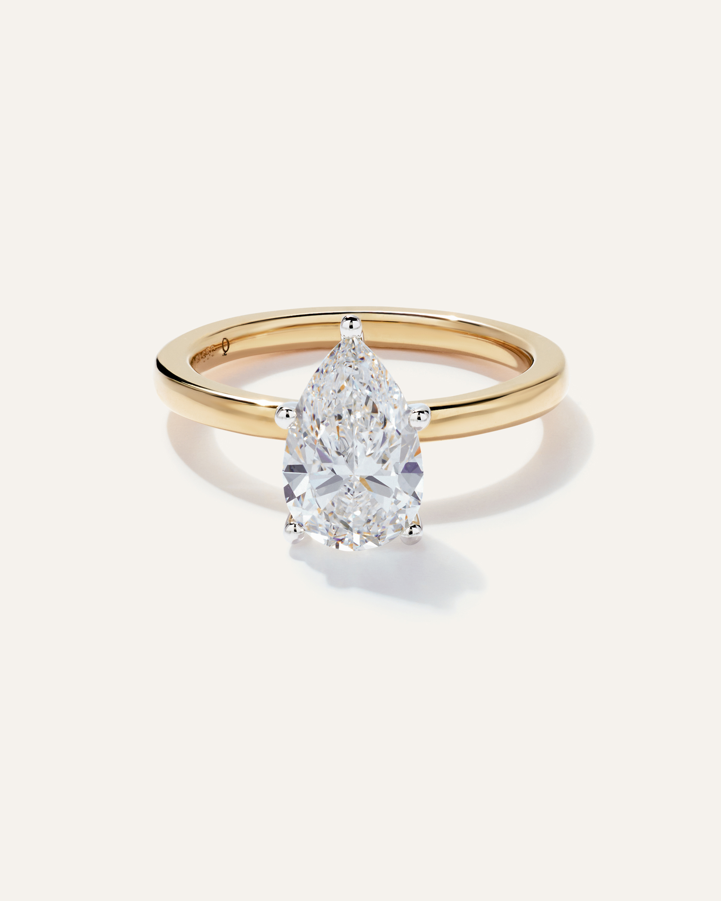 Yellow Gold Lab Grown Diamond Pear Comfort Fit Engagement Ring - 2ct