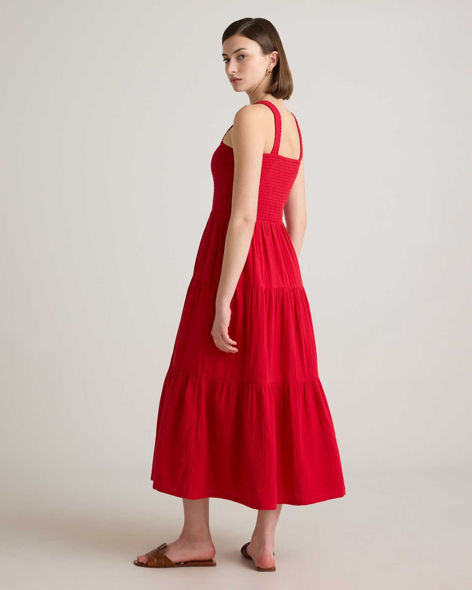 Women's Gauze Smocked Sleeveless Maxi Dress in Wild Cherry, Size Large, Organic Cotton by Quince Women's Gauze Smocked Sleeveless Maxi Dress in Wild Cherry, Size Large, Organic Cotton by Quince