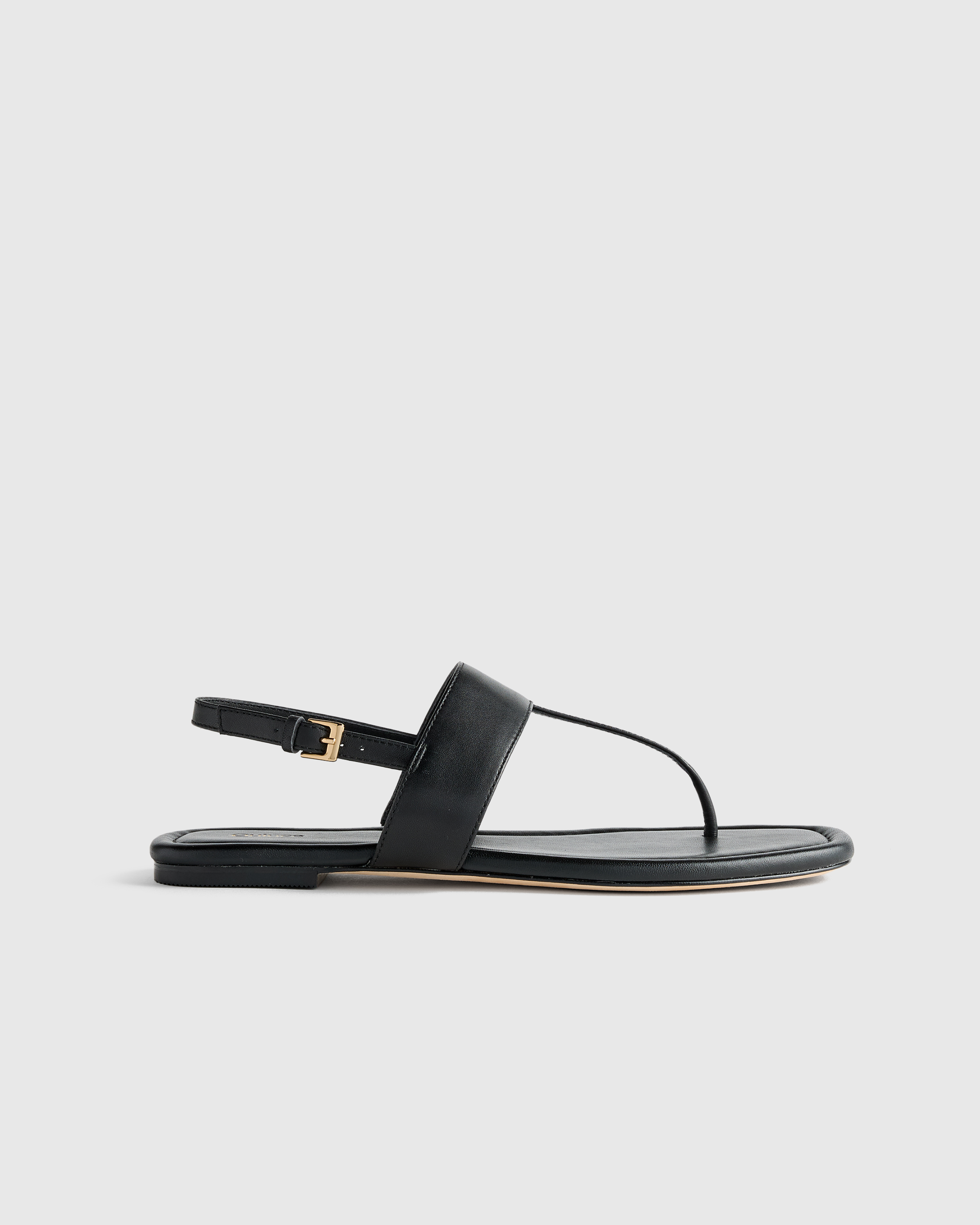 Black Italian Leather T-Strap Sandal