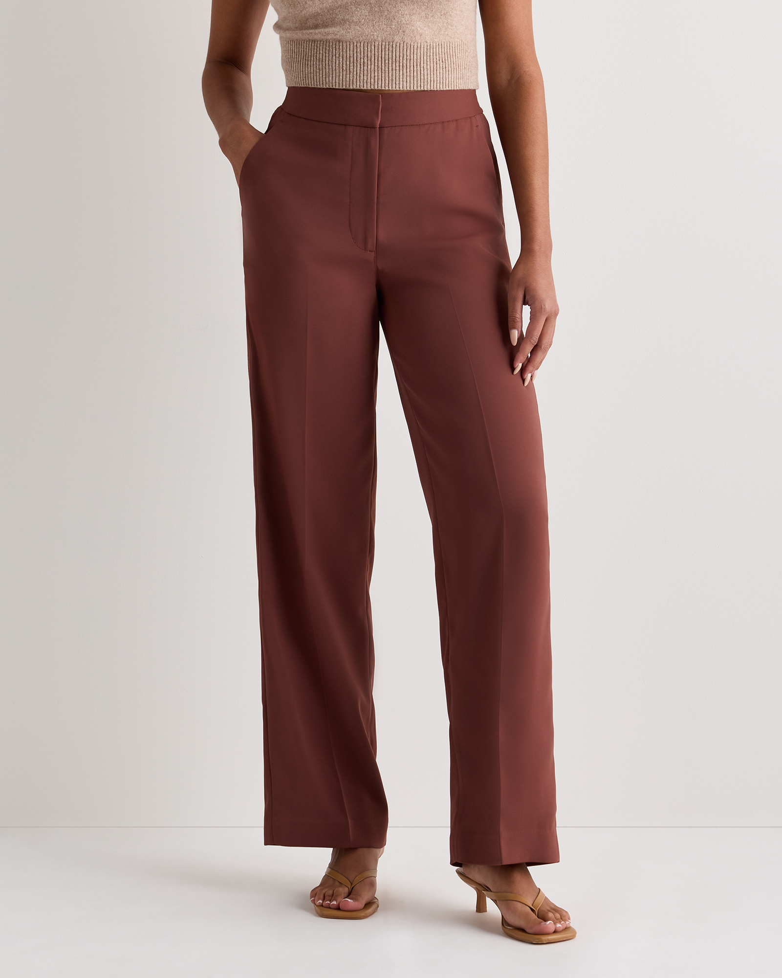 Quince Women's Stretch Crepe Classic Trouser Pants In Neutral