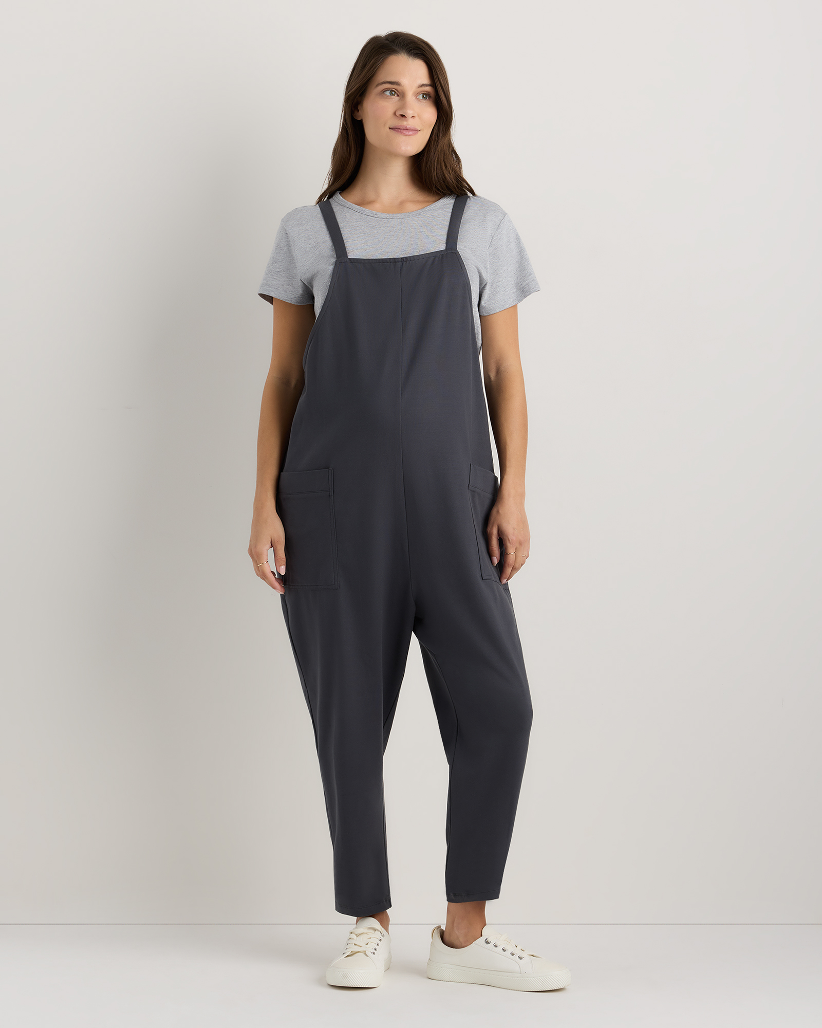 Dark Coal Organic Cotton Maternity Overalls