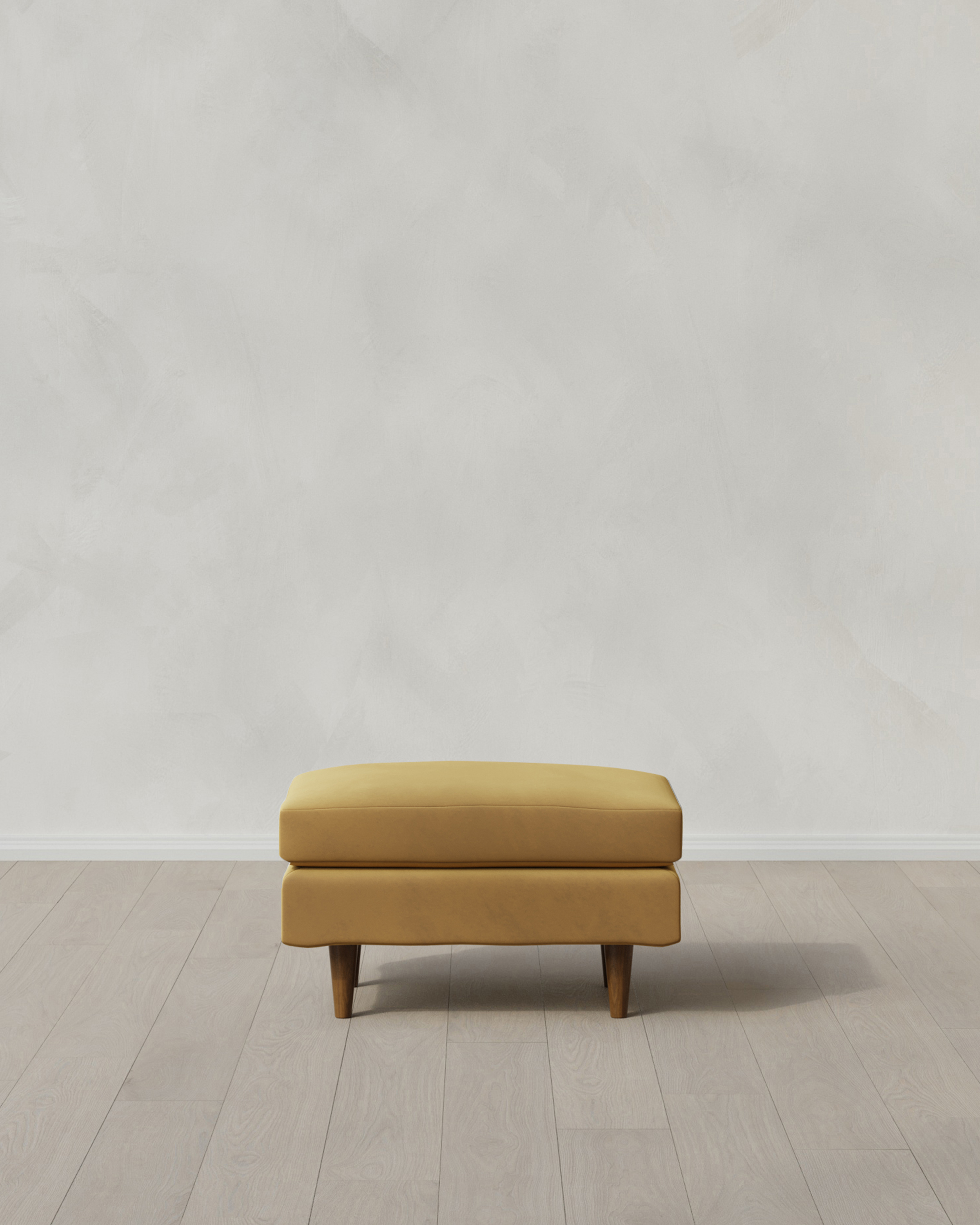 Caramel Atlas Midcentury Ottoman in Performance Velvet