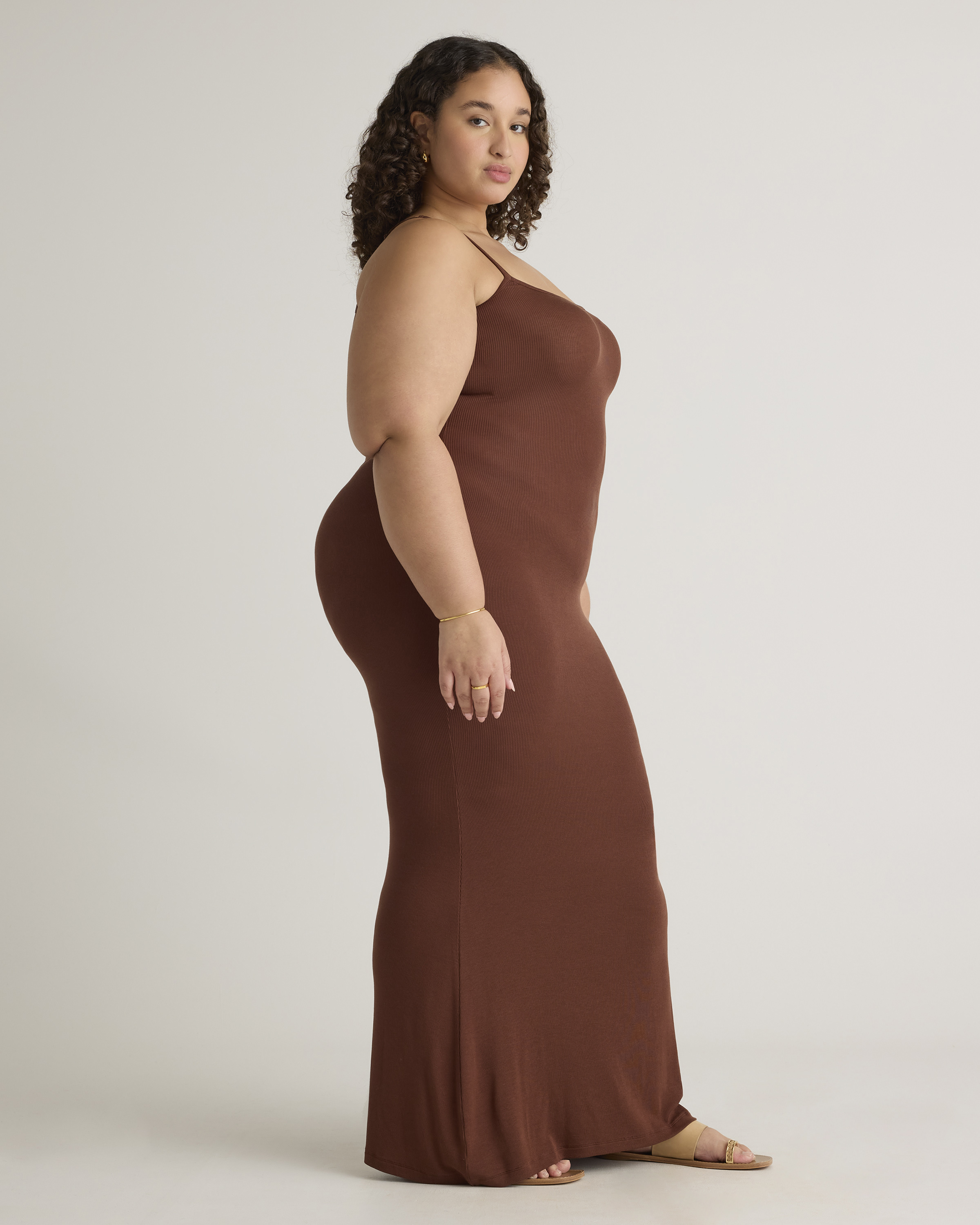 Rib Knit Plus Size Knit Maxi Dress Tencel Rib Knit Maxi Slip Dress