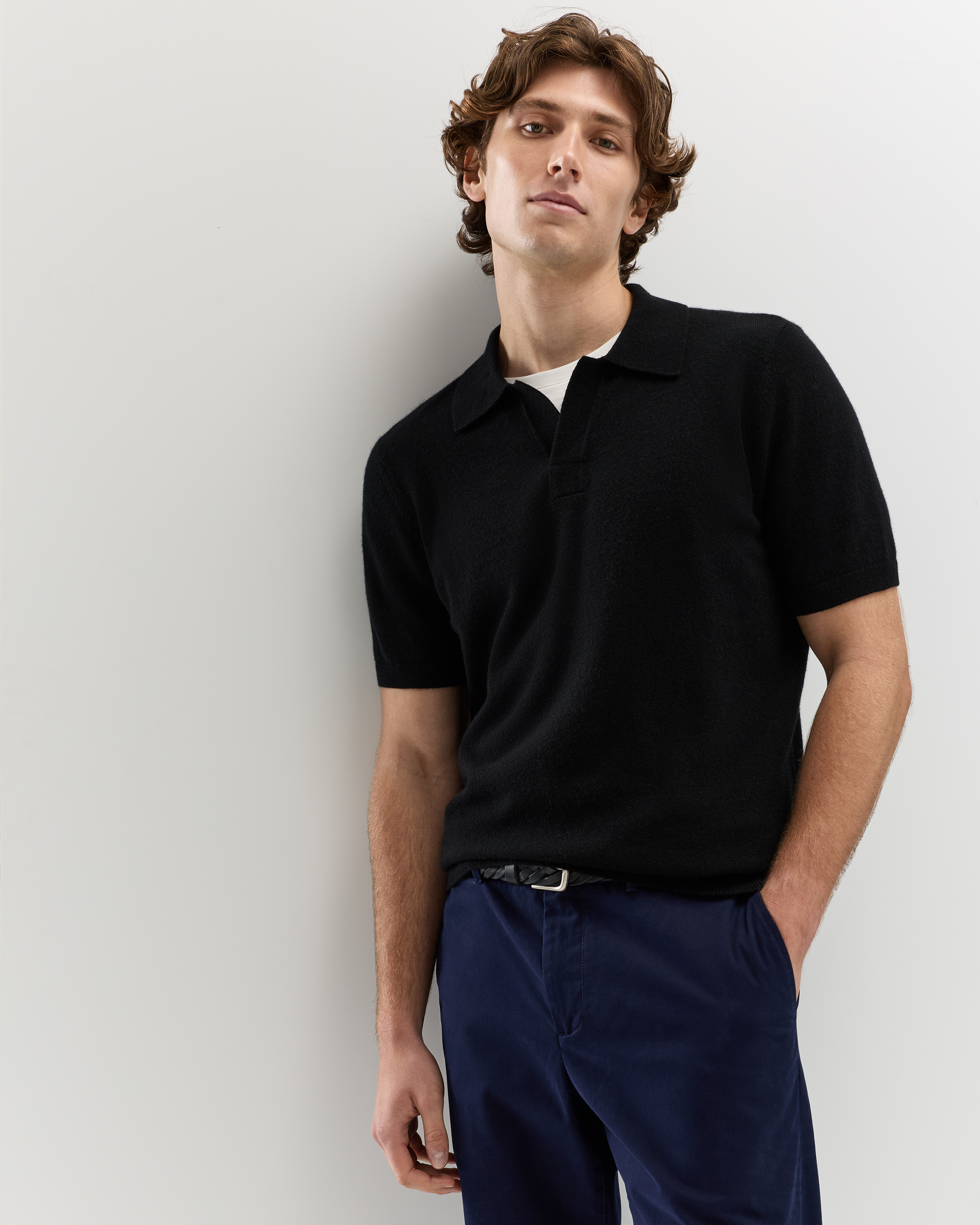 Organic Cotton-Silk Polo Sweater