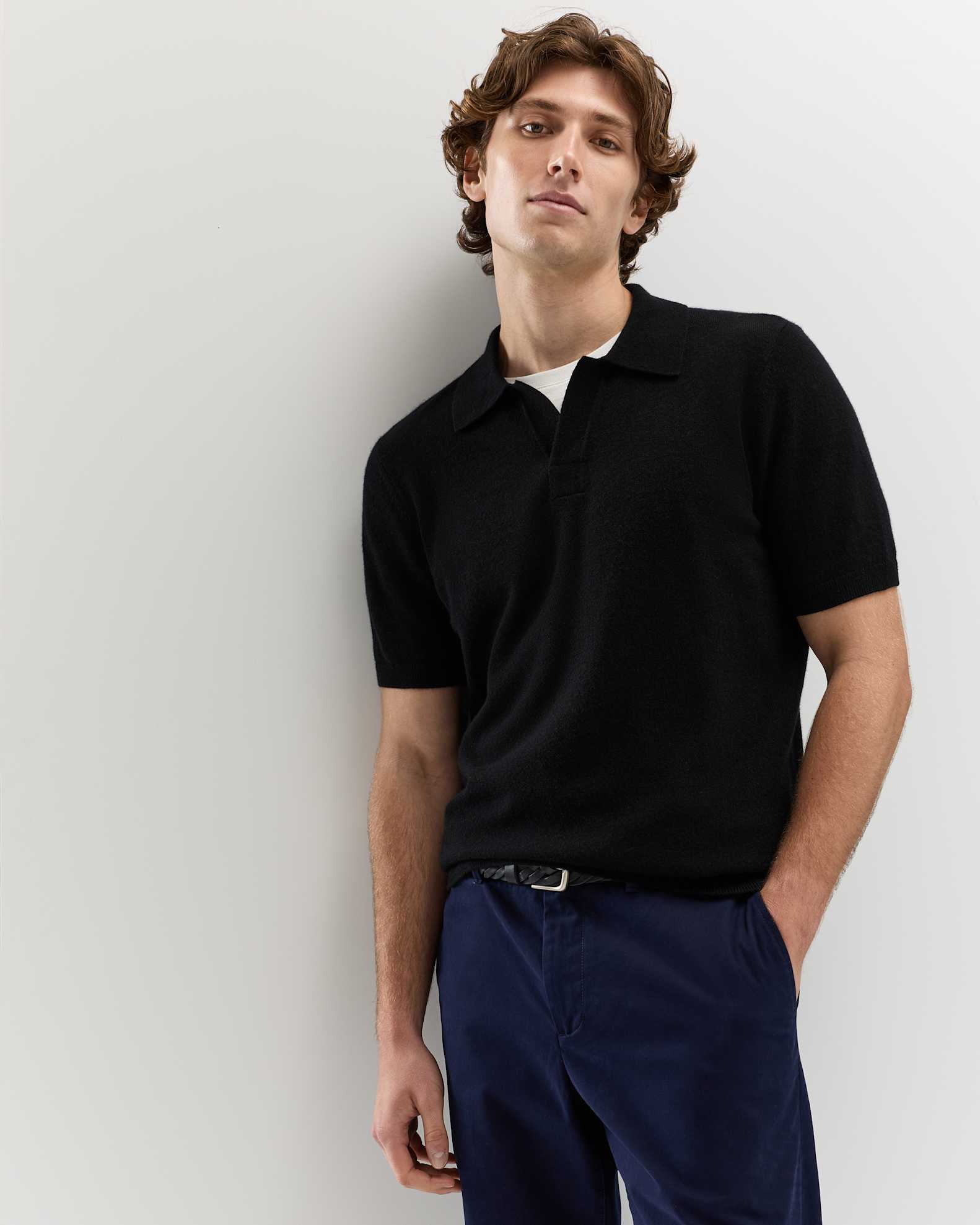 Organic Cotton-Silk Polo Sweater