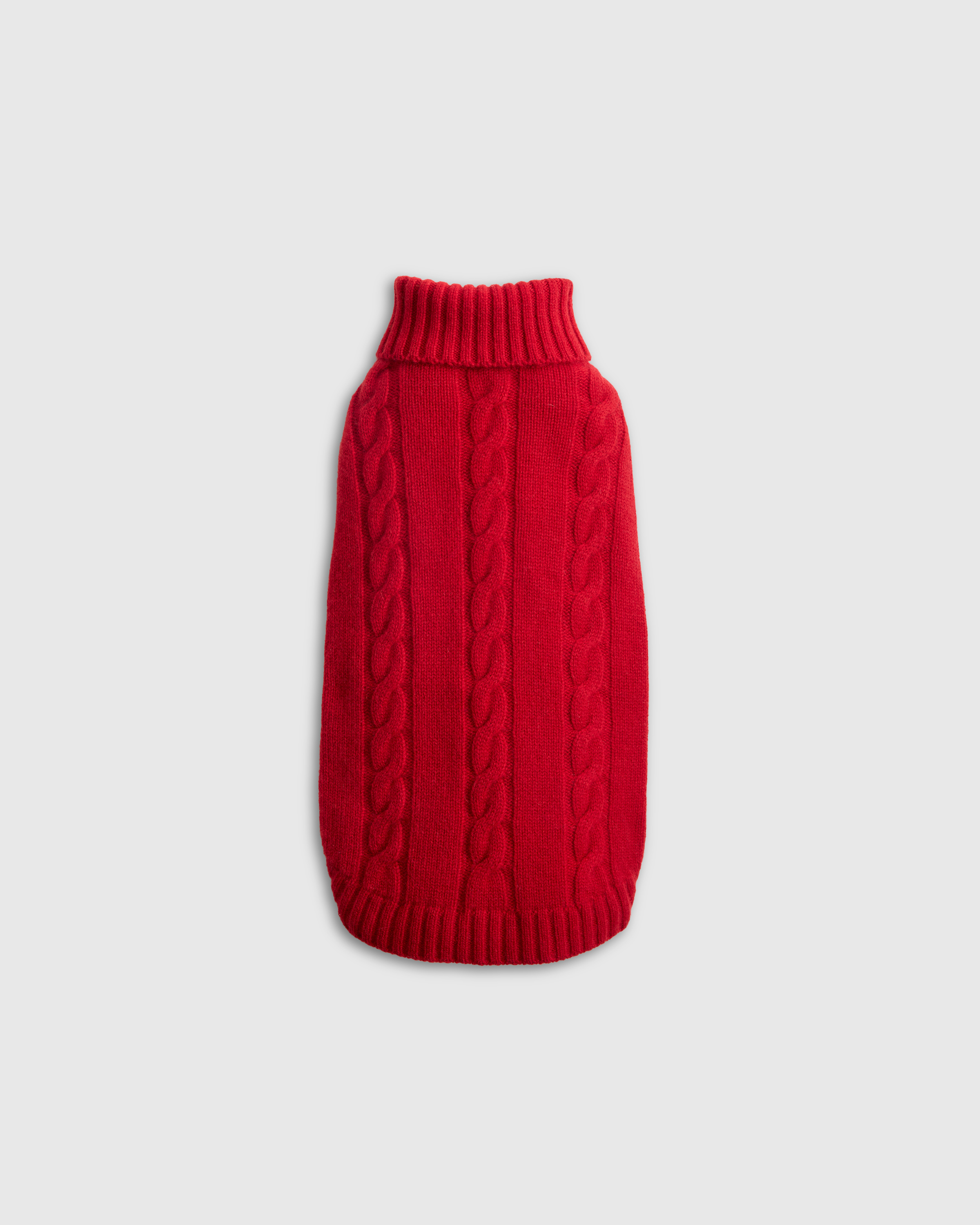 Varsity Red Mongolian Cashmere Cable Knit Dog Sweater