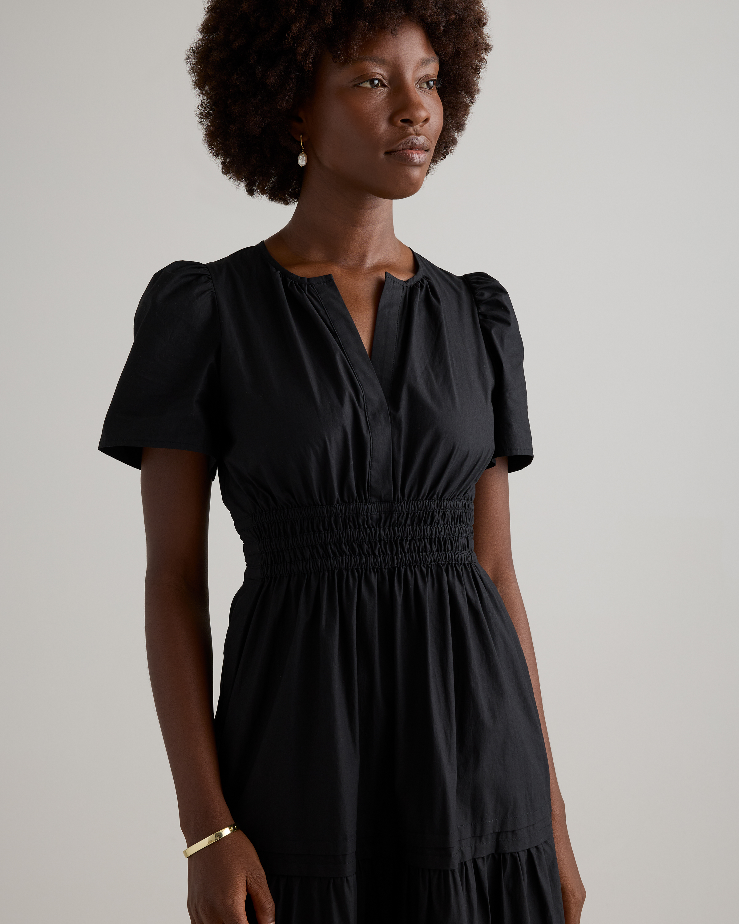 white christmas dresses Genevive Black Cotton Midi Tiered Dress – Finery London main image 0