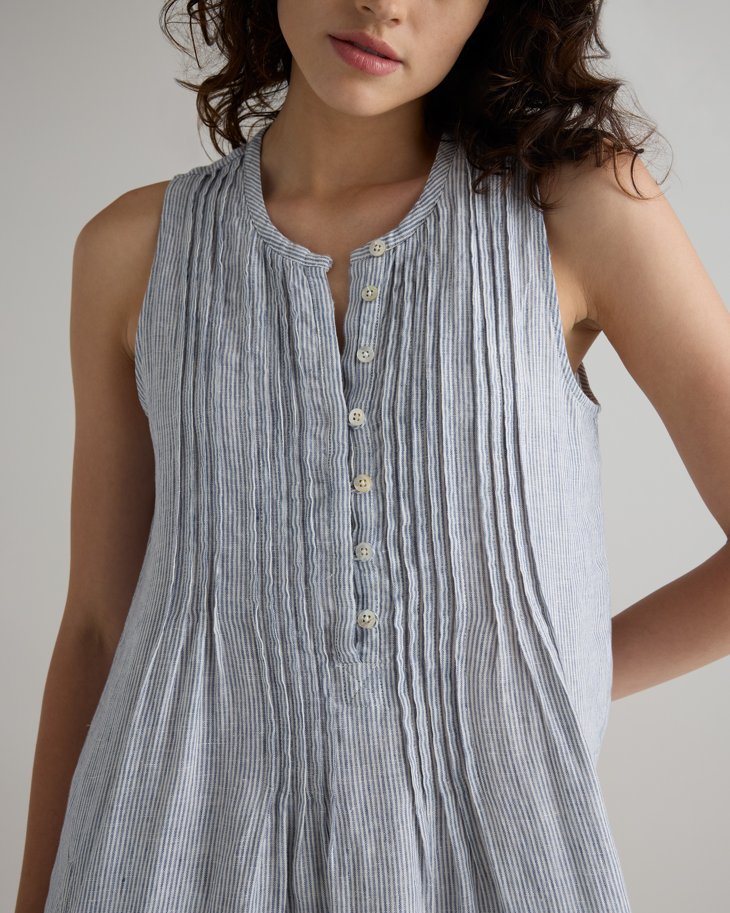 100% European Linen Sleeveless Swing Dress