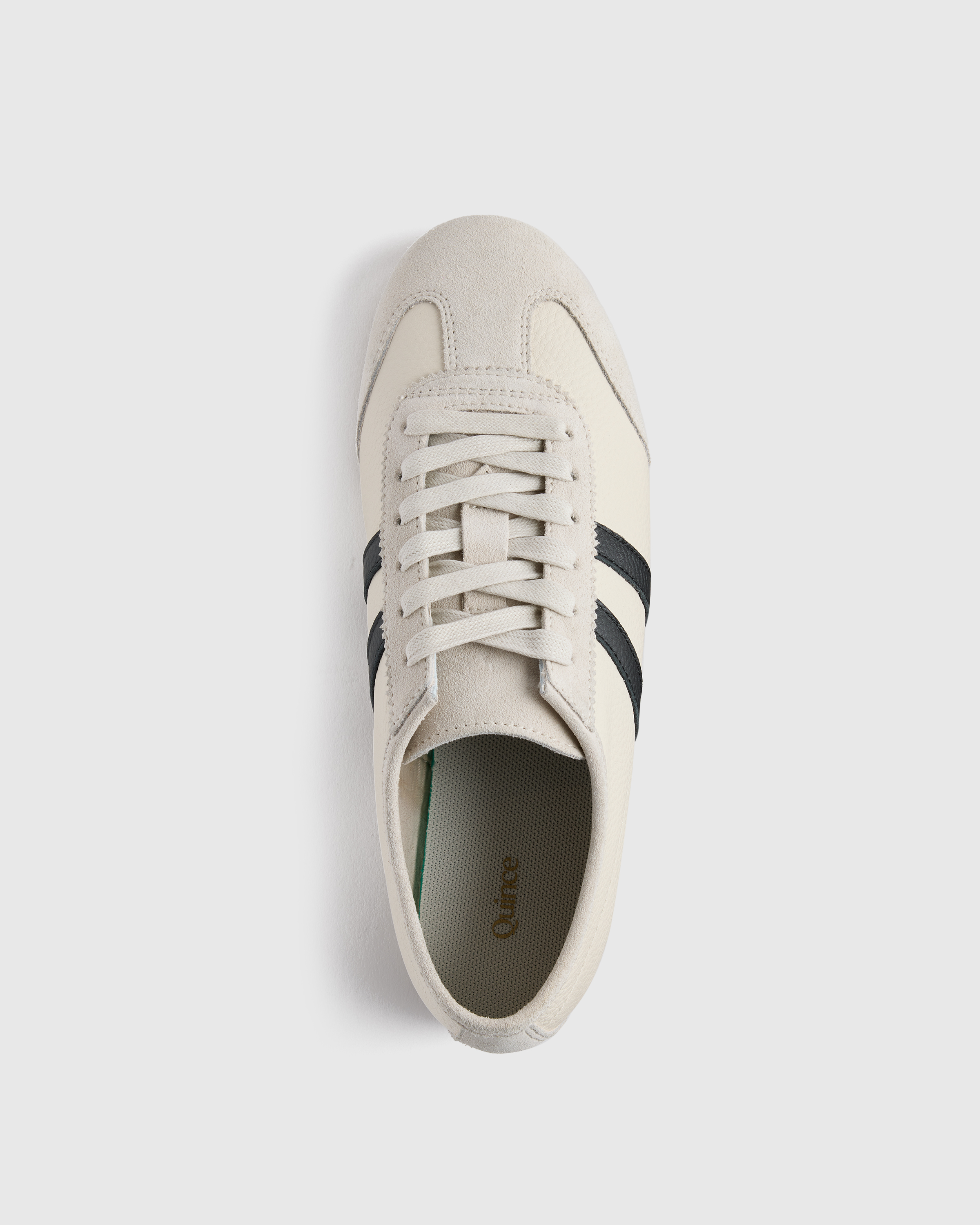 Italian Leather & Suede Low Profile Sneaker in Birch