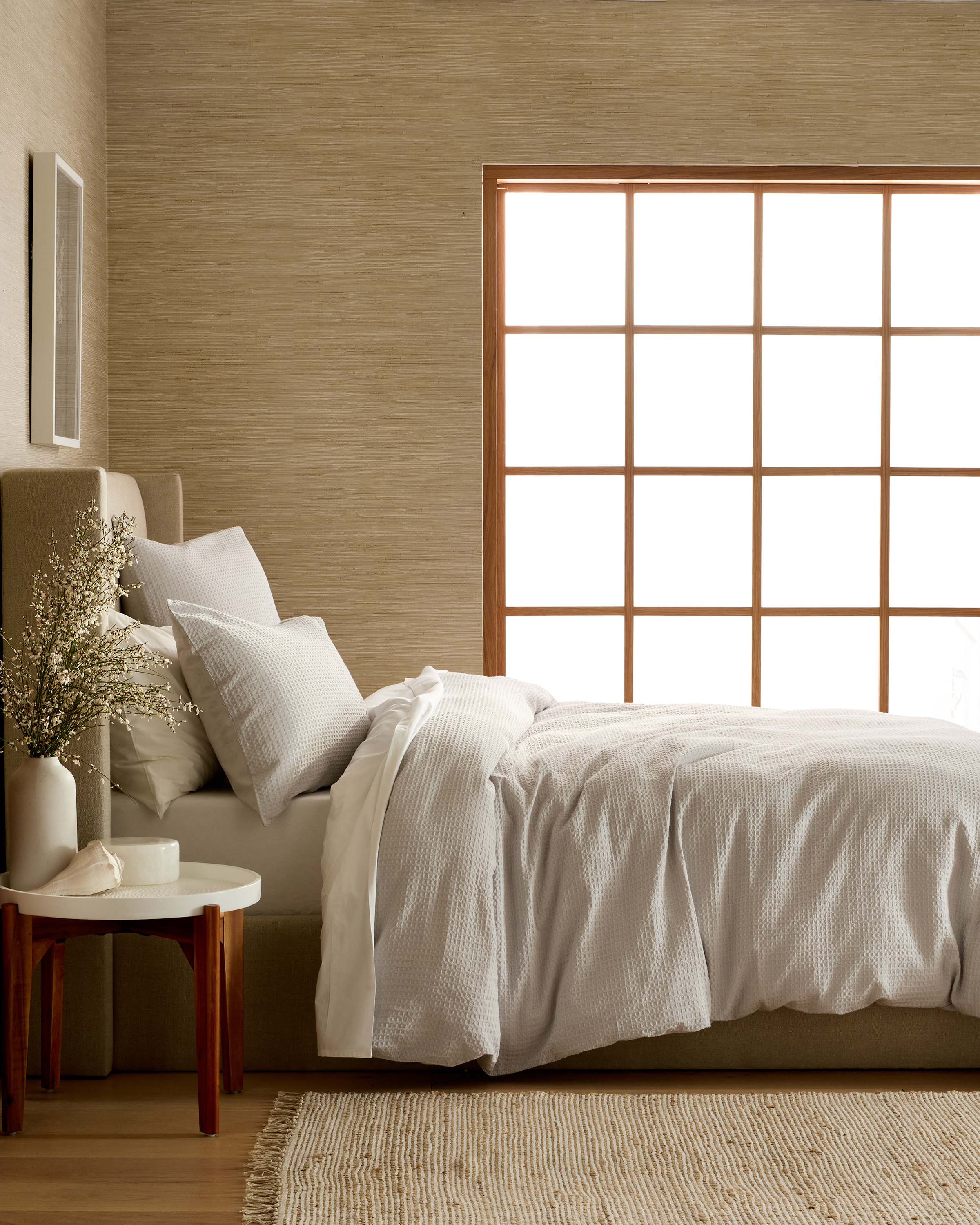 Light Grey Organic Luxe Honeycomb Duvet Cover