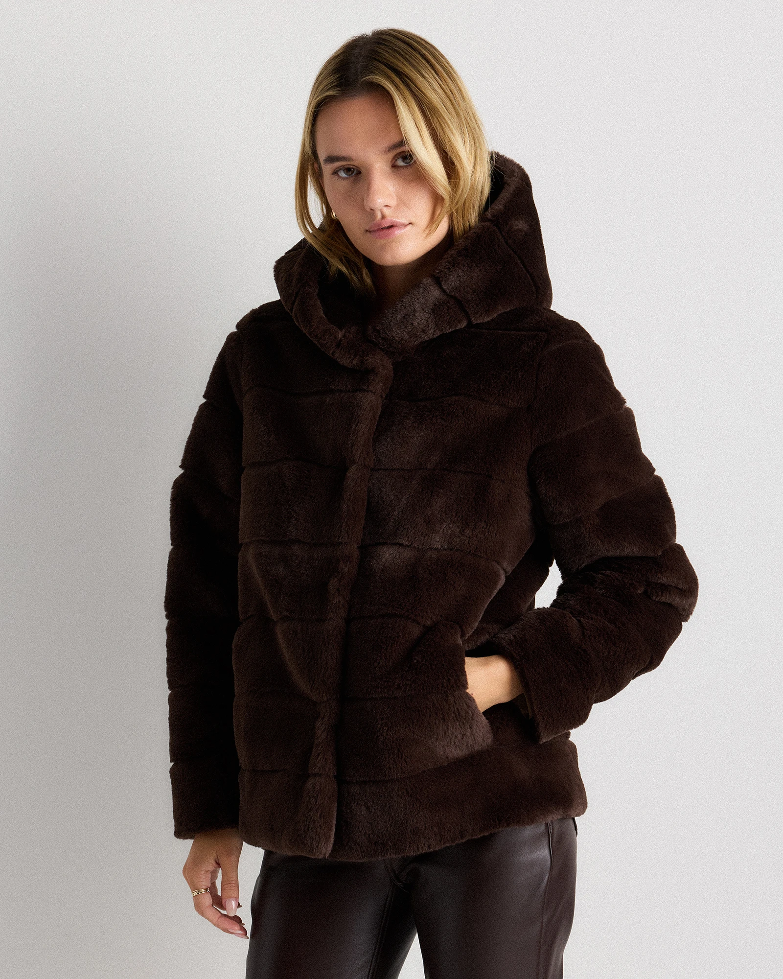 Hooded Faux Fur Jacket
