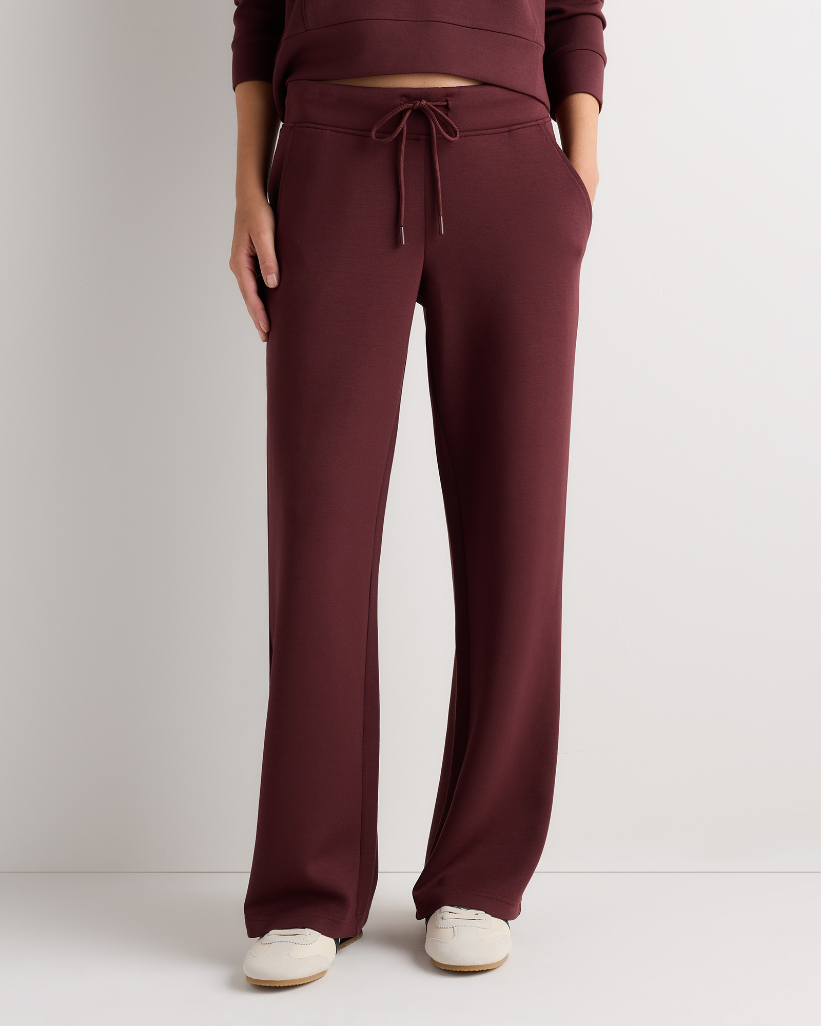 Rich Mahogany Brown CloudComfort Wide Leg Pants