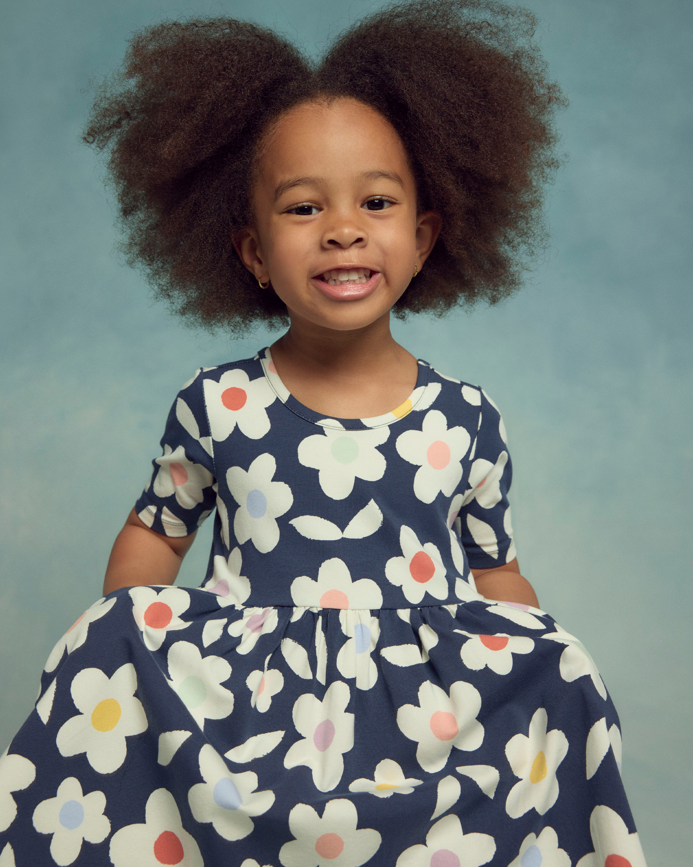toddler girl skater dress Skater Dress in Geo Daisy, Size 3T, Organic Cotton by Quince