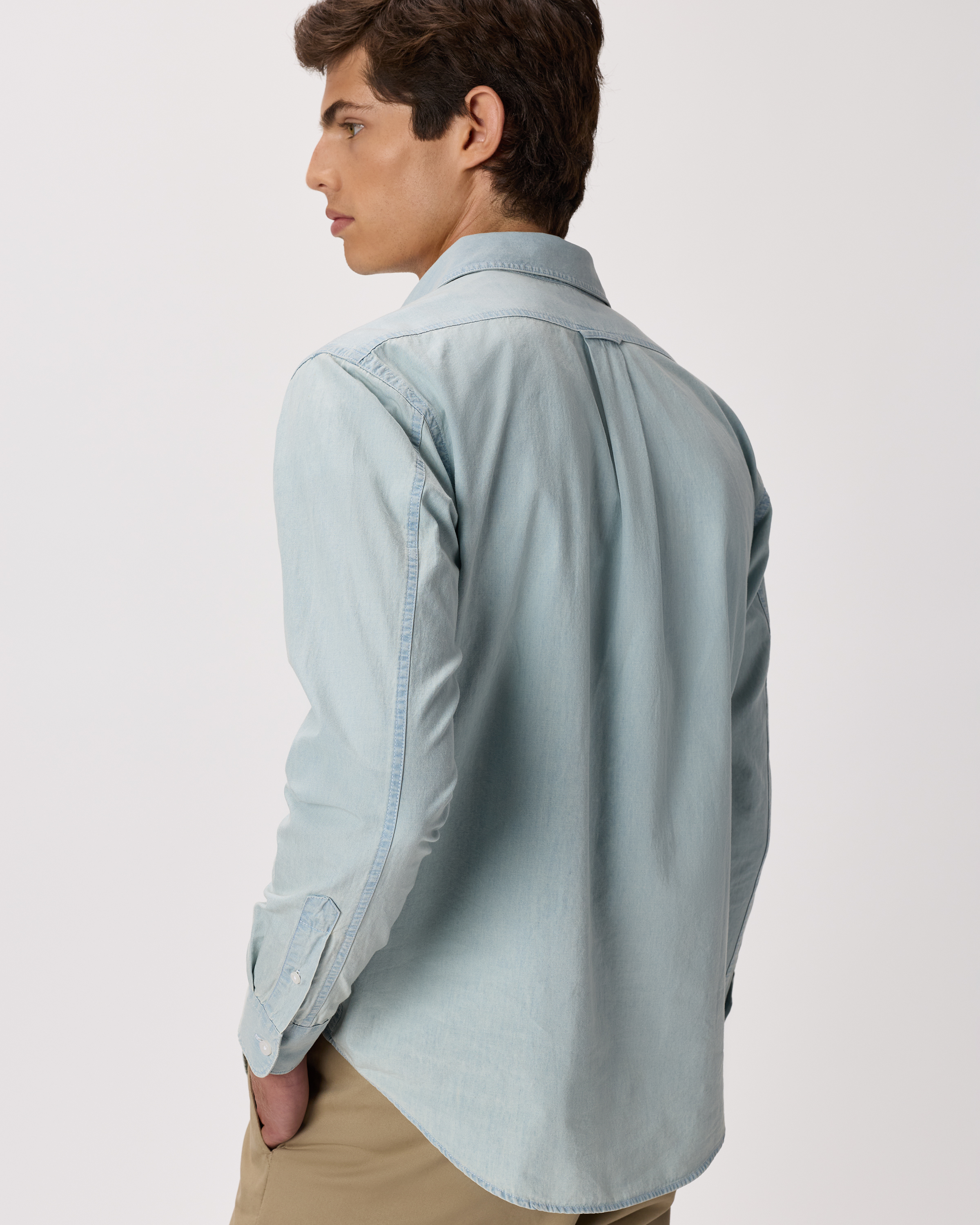 Men's 100% Organic Chambray Long Sleeve Shirt