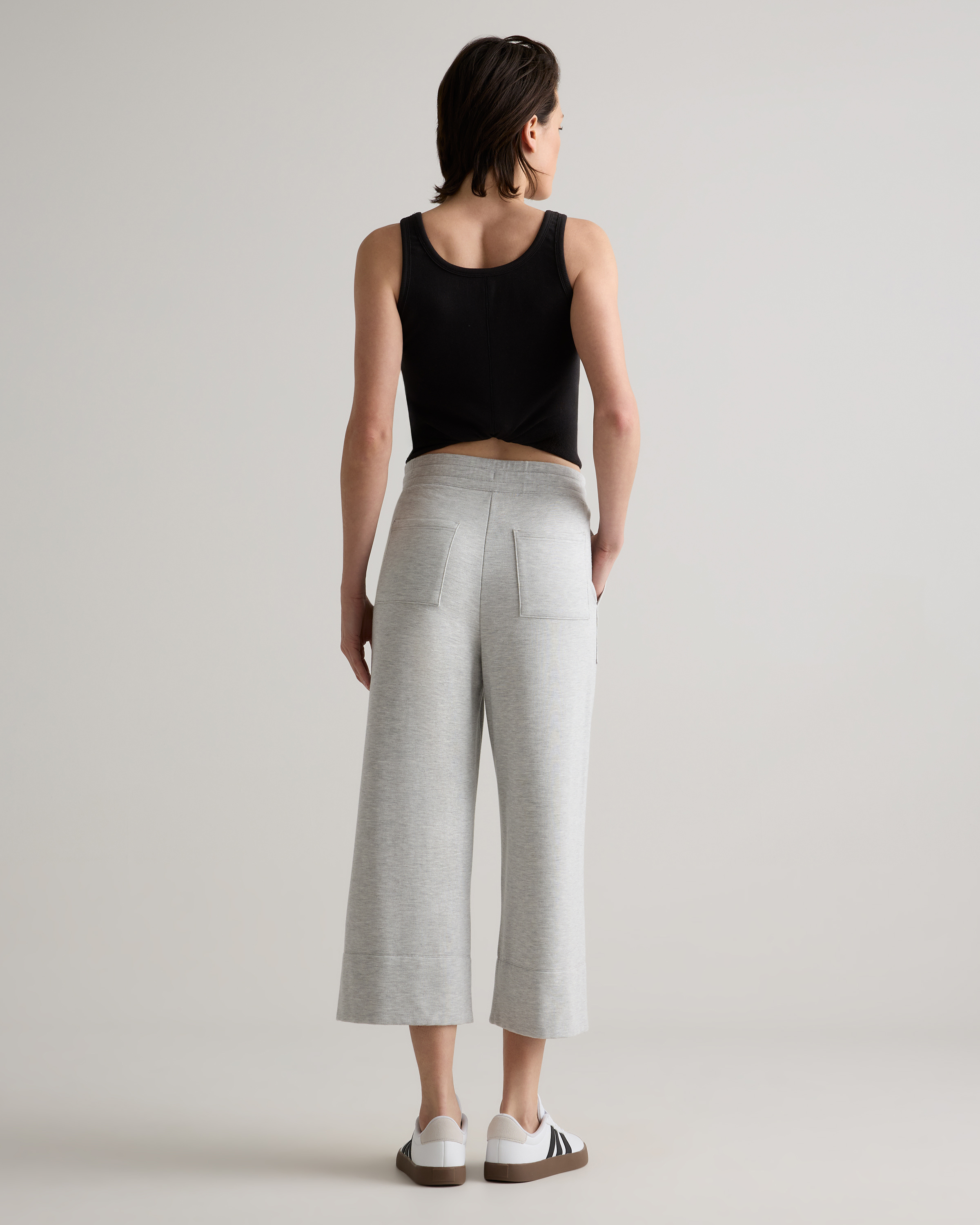 SuperSoft Fleece Cropped Wide Leg Pants in Heather Grey