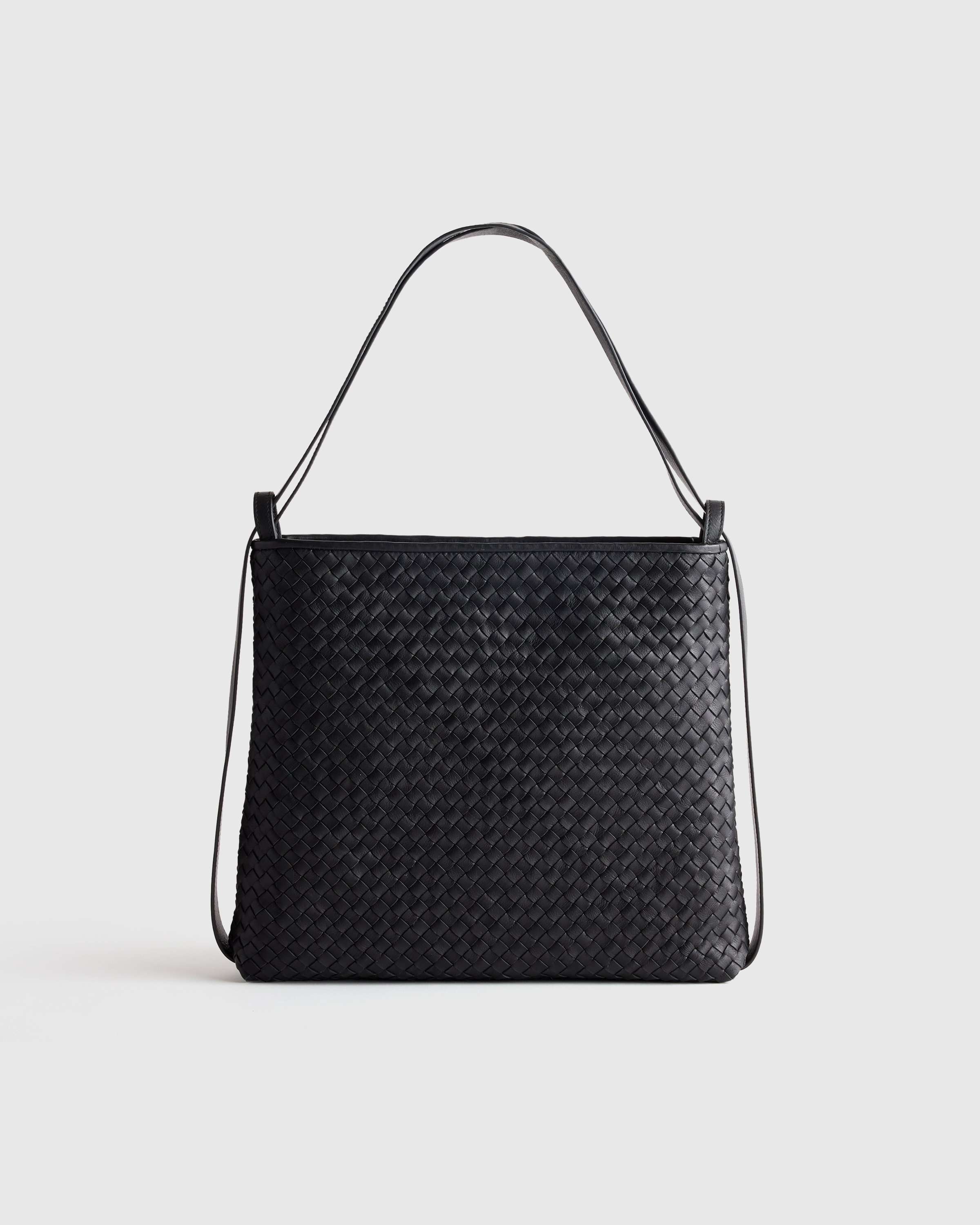 Quince Women's Italian Leather Handwoven Convertible Backpack In Black
