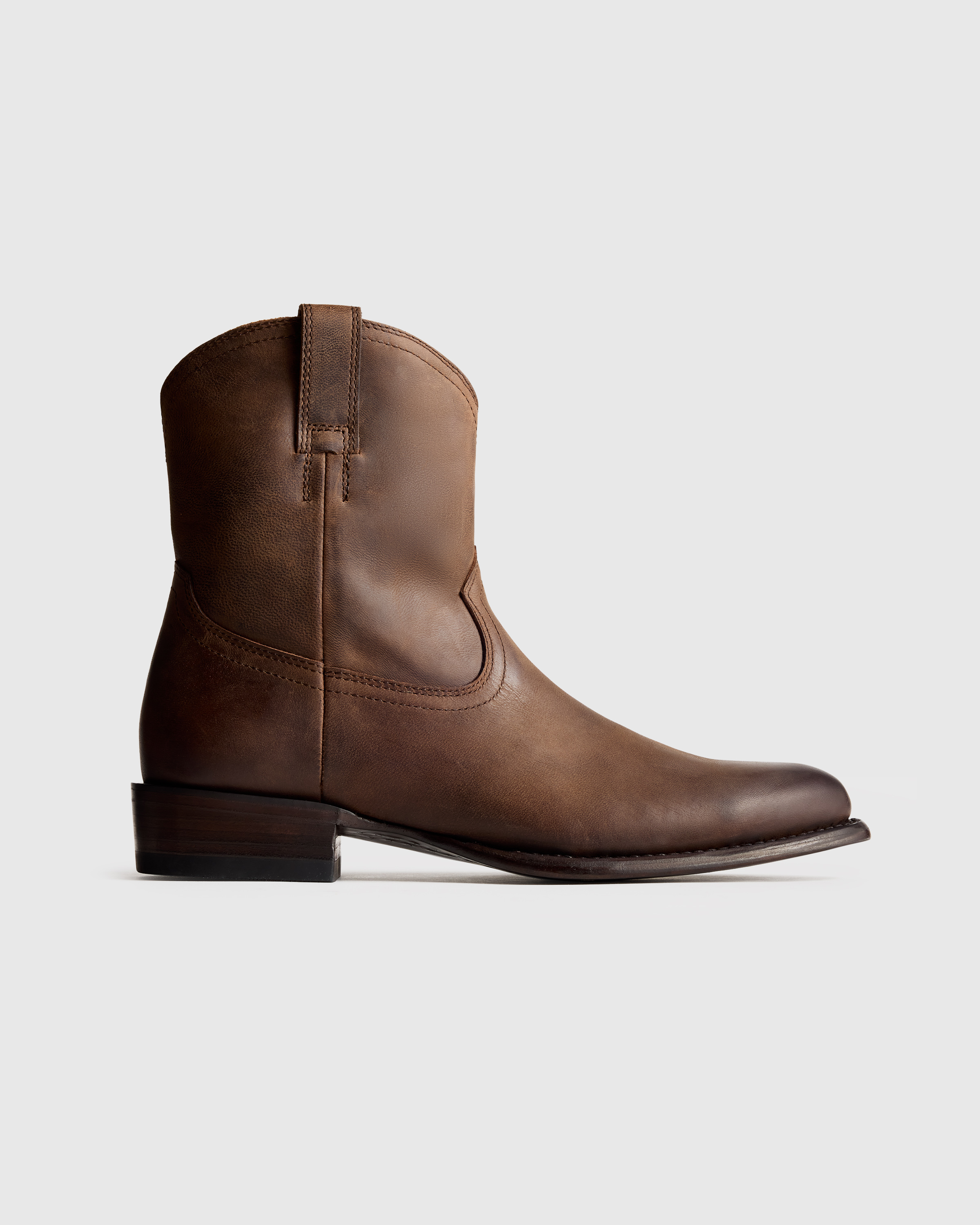 Dark Chocolate Crafted Leather Western Zip Boot