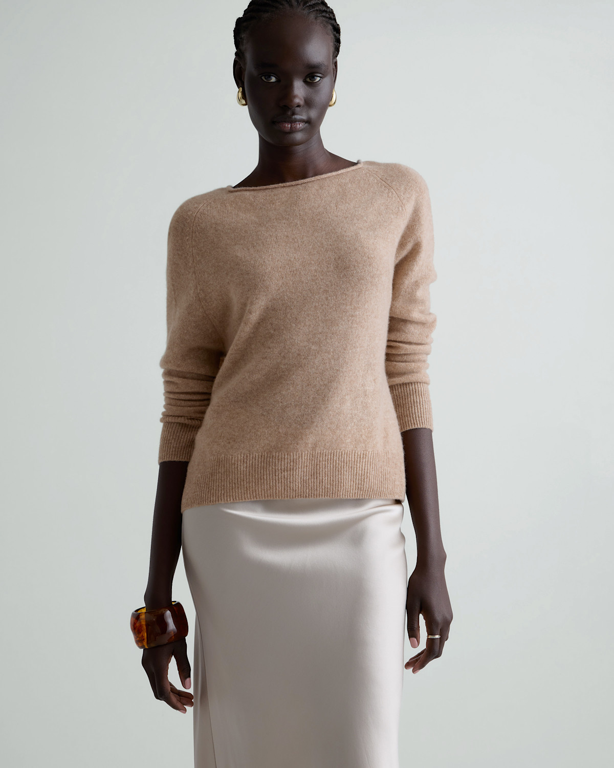 Quince Mongolian Cashmere Boatneck Sweater in Oatmeal