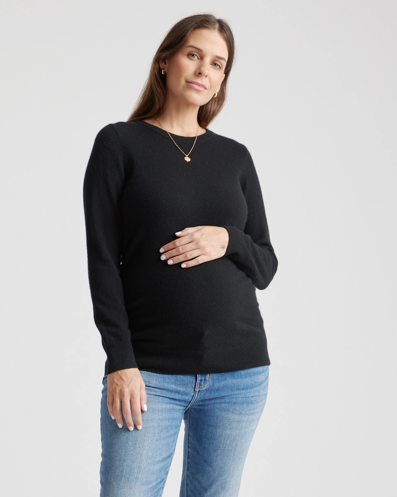 Mongolian Cashmere Maternity Crewneck Sweater