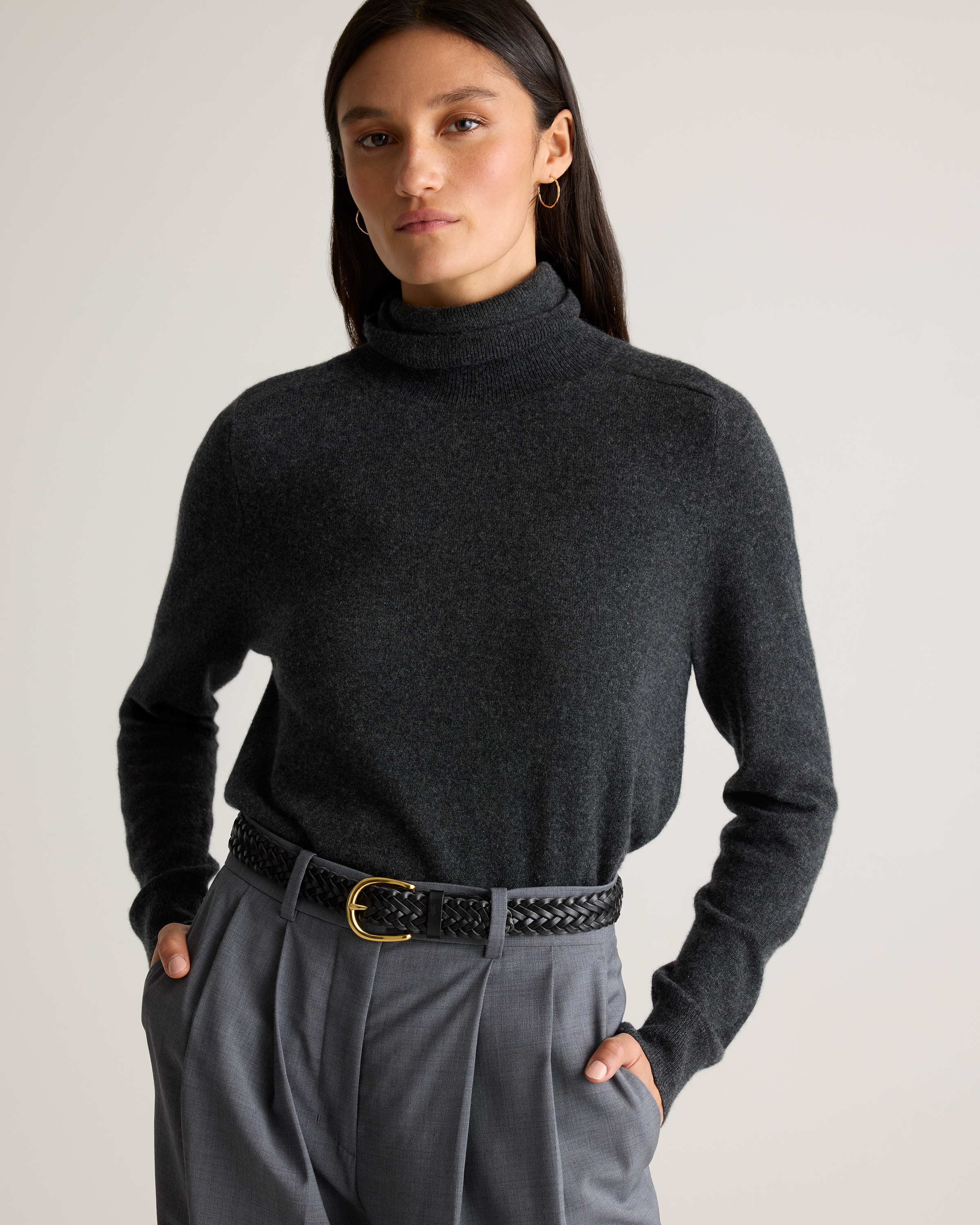 Josie European Leather Braided Belt in Black