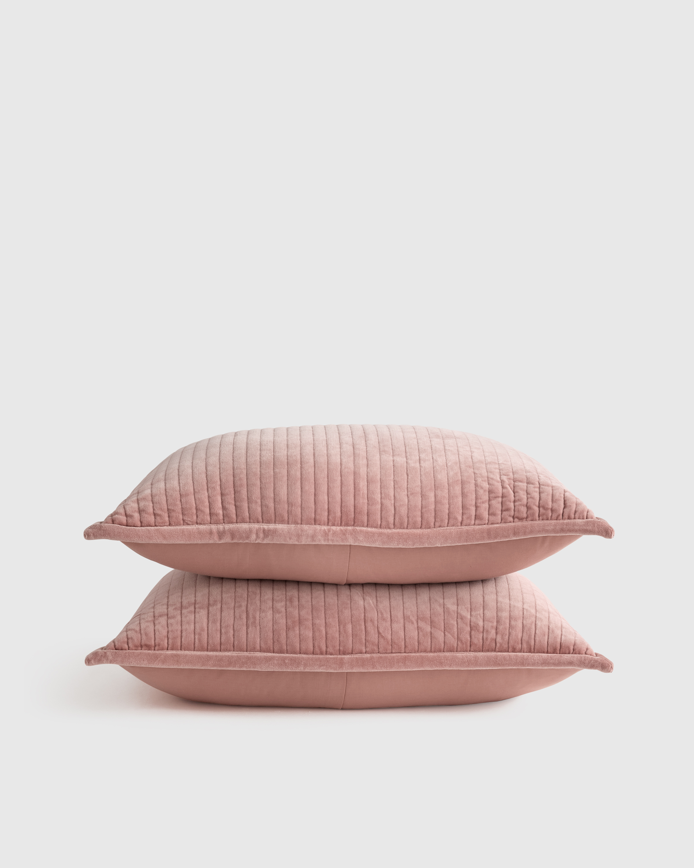 Rose Cotton Velvet Channel Quilted Sham Set