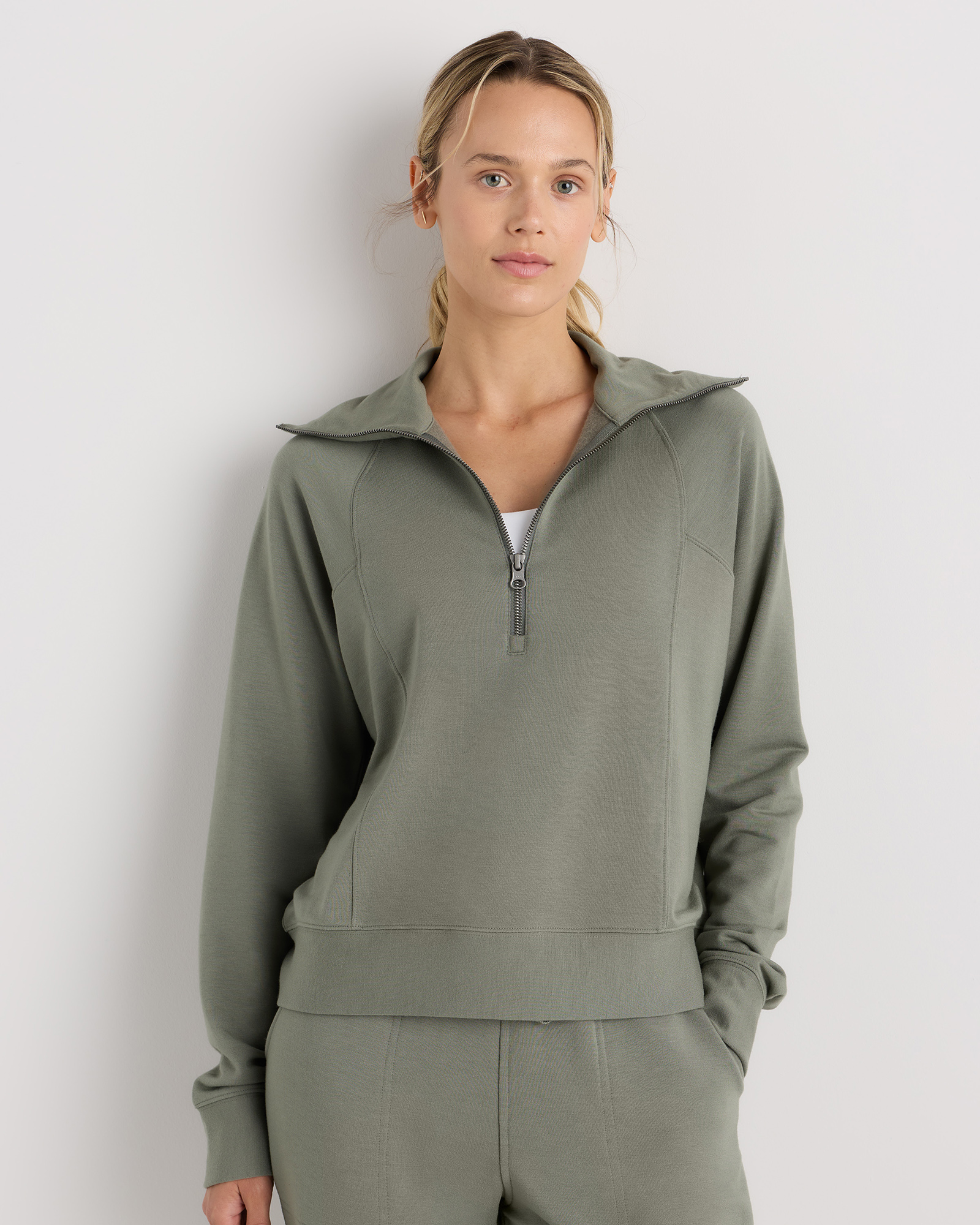 Smoked Thyme Green SuperSoft Fleece Half Zip