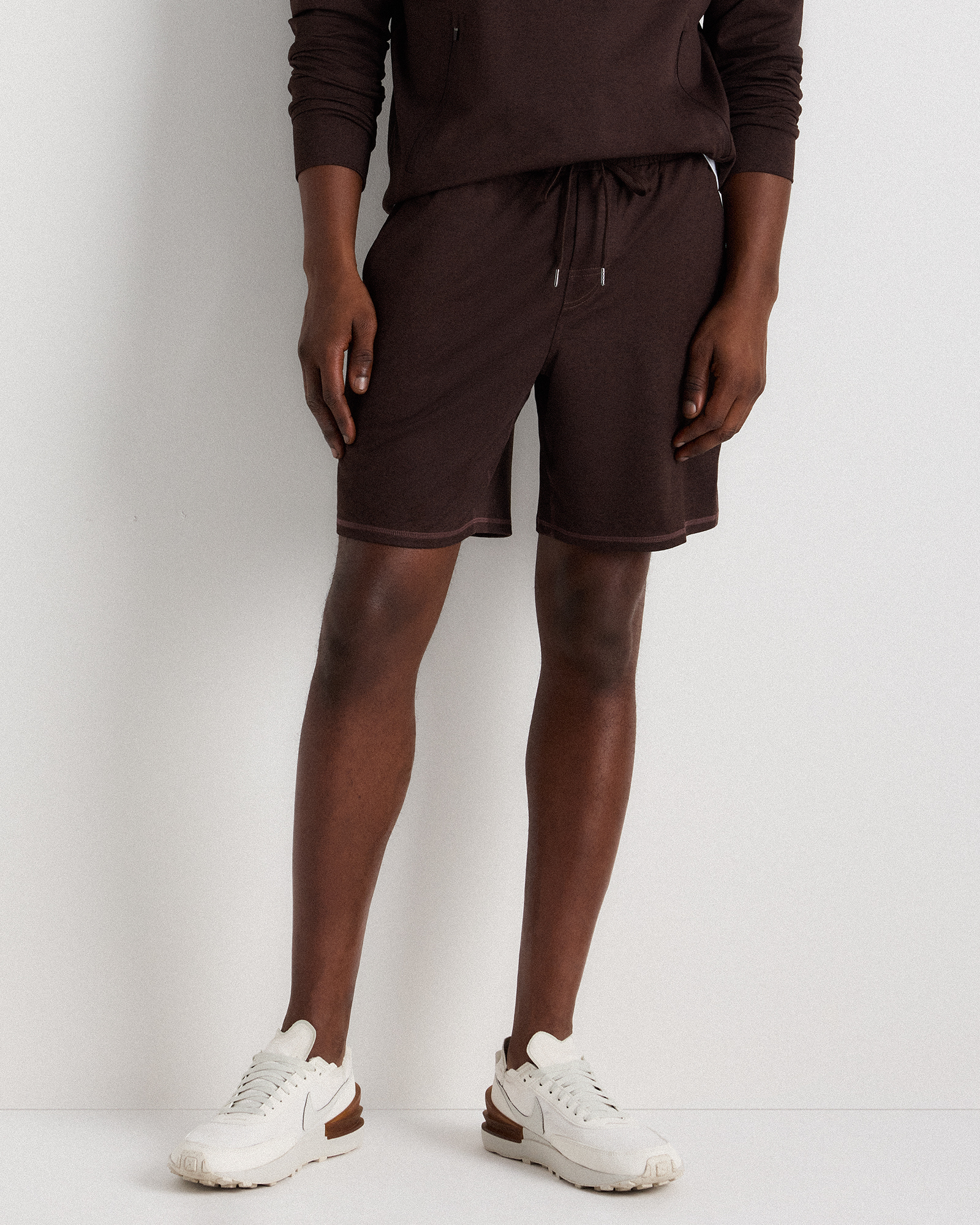 Heather Coffee Bean Brown Flowknit Performance Shorts - 7.5"