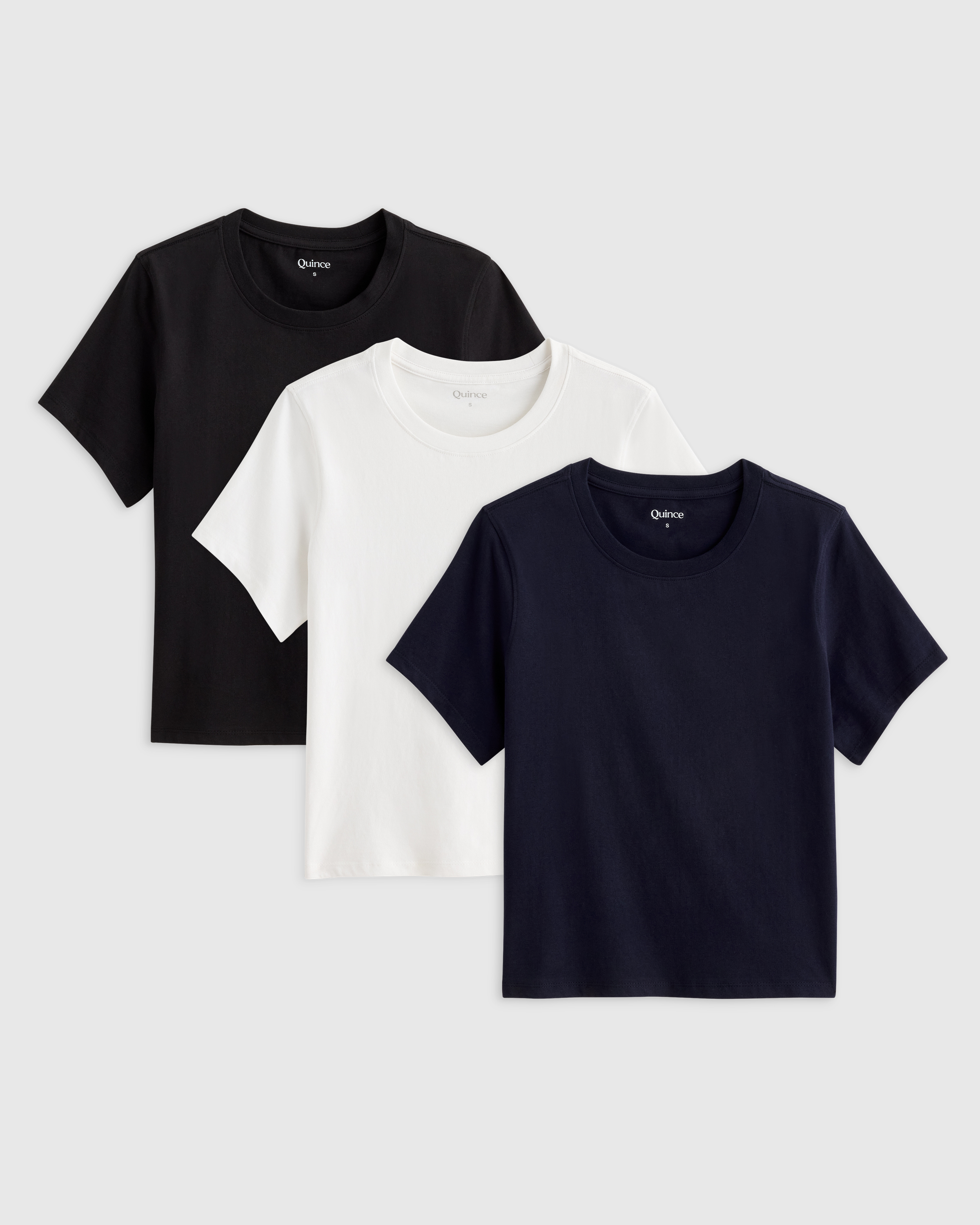 True Black 100% Organic Cotton Boxy Crewneck Tee 3 Pack Bundle