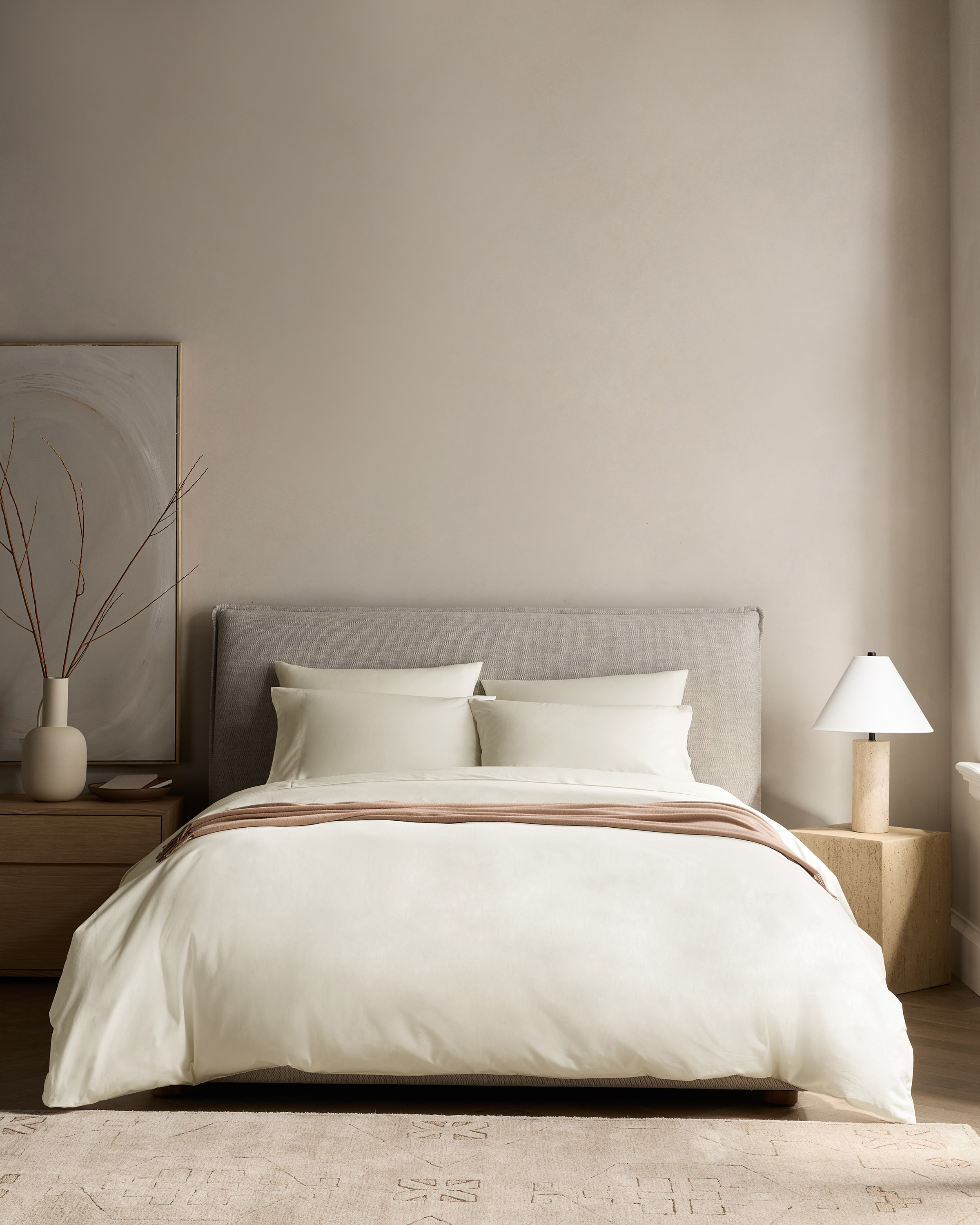 Ivory Classic Organic Percale Duvet Cover Set