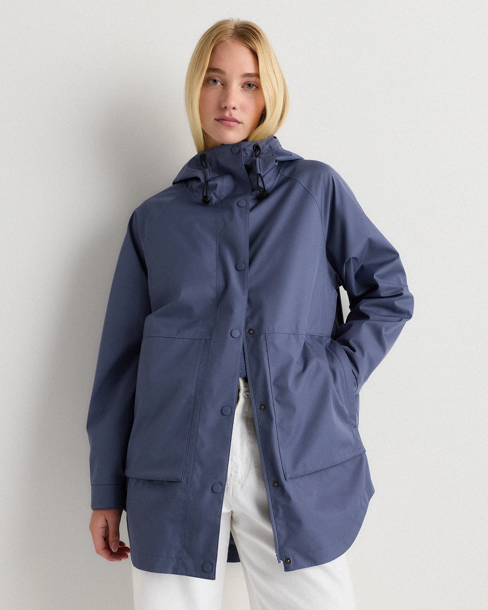 Quince Weather Proof Oversized Rain Jacket in Storm Blue