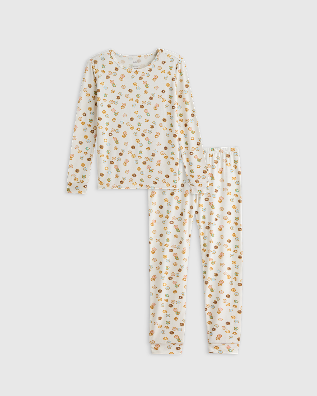 Quince Bamboo Long Sleeve Pants Pajama Set In Yummy Donuts