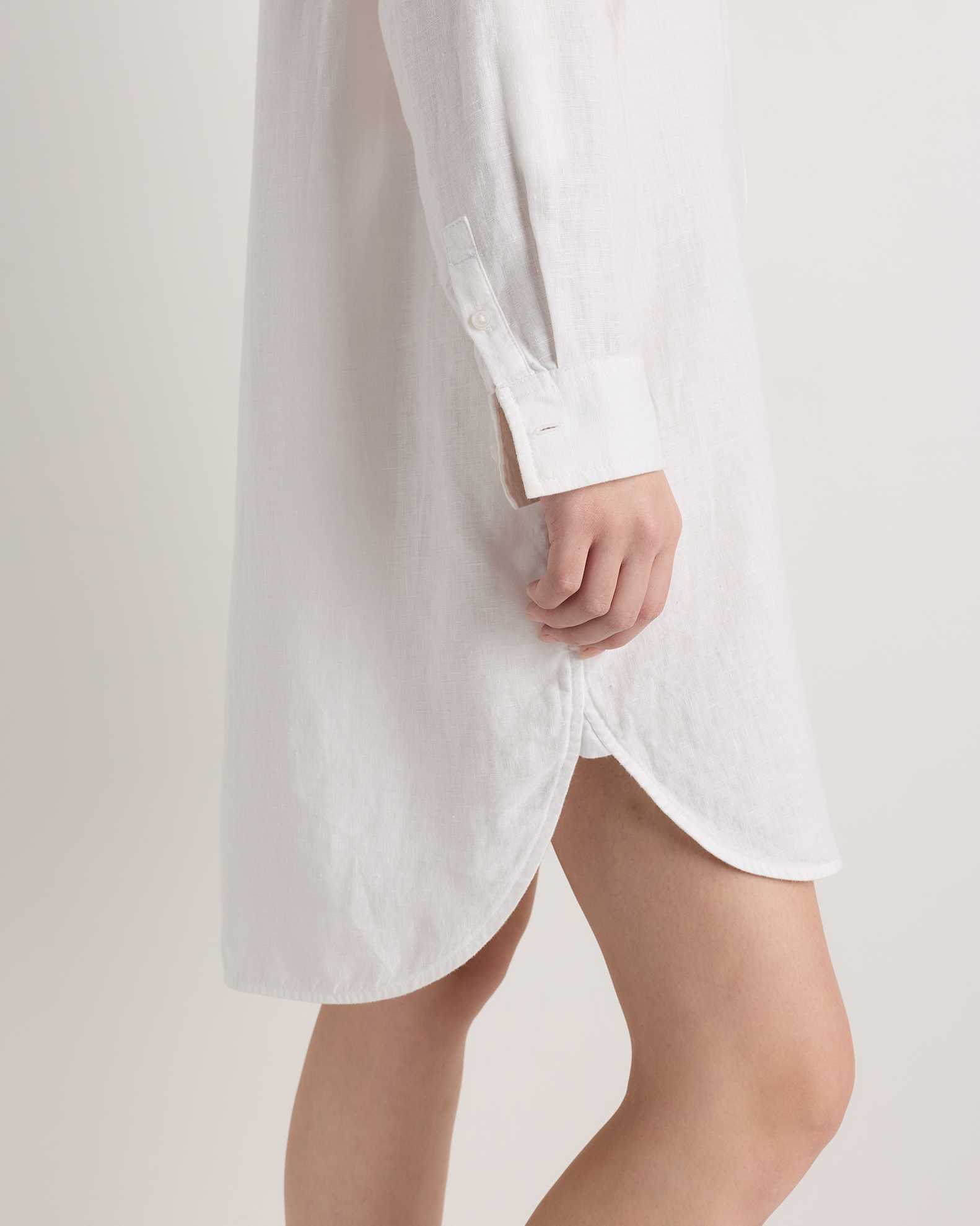 Quince Women's Shirt Dress in White, Size Large - 100% European Organic Linen with Elegant Buttons & Pockets Quince Women's Shirt Dress in White, Size Large - 100% European Organic Linen with Elegant Buttons & Pockets