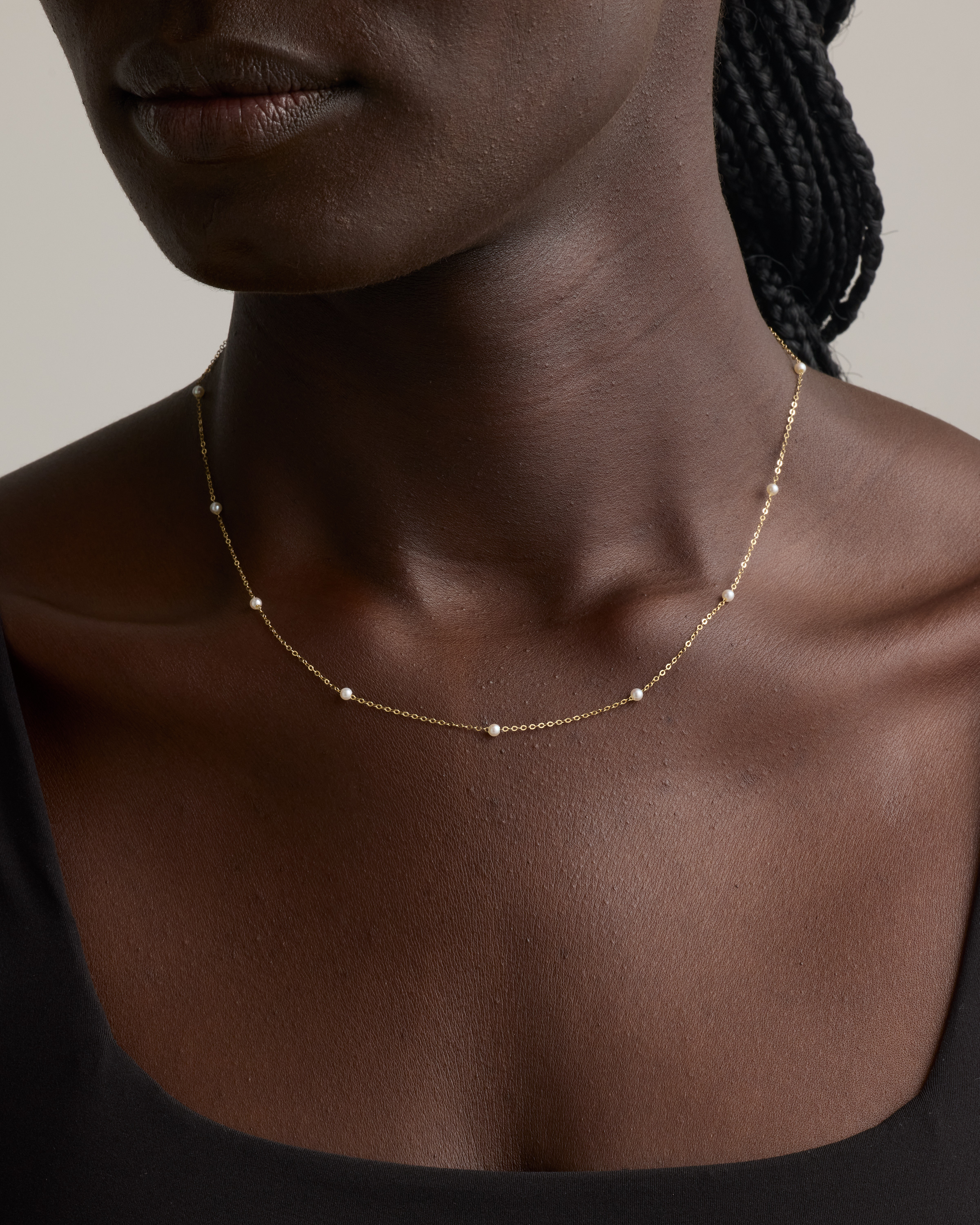 14K Gold Cultured Freshwater Pearl Station Necklace