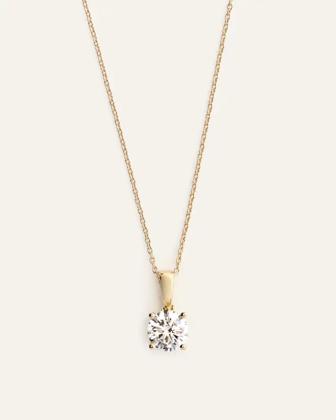 Yellow Gold 14k Gold Lab Grown Diamond Solitaire Pendant - 1ct