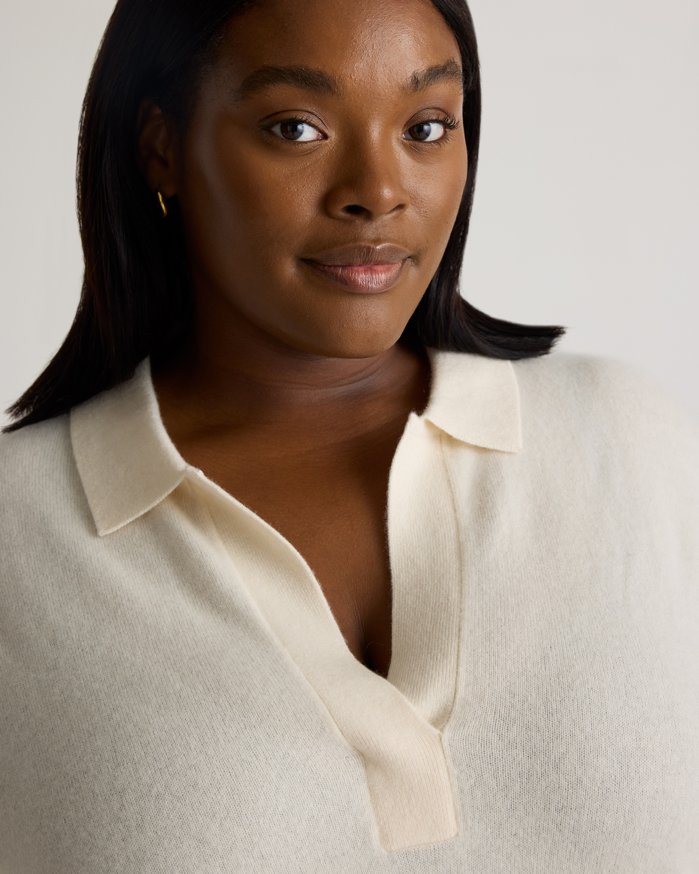 Mongolian Cashmere Polo Sweater - Plus Size