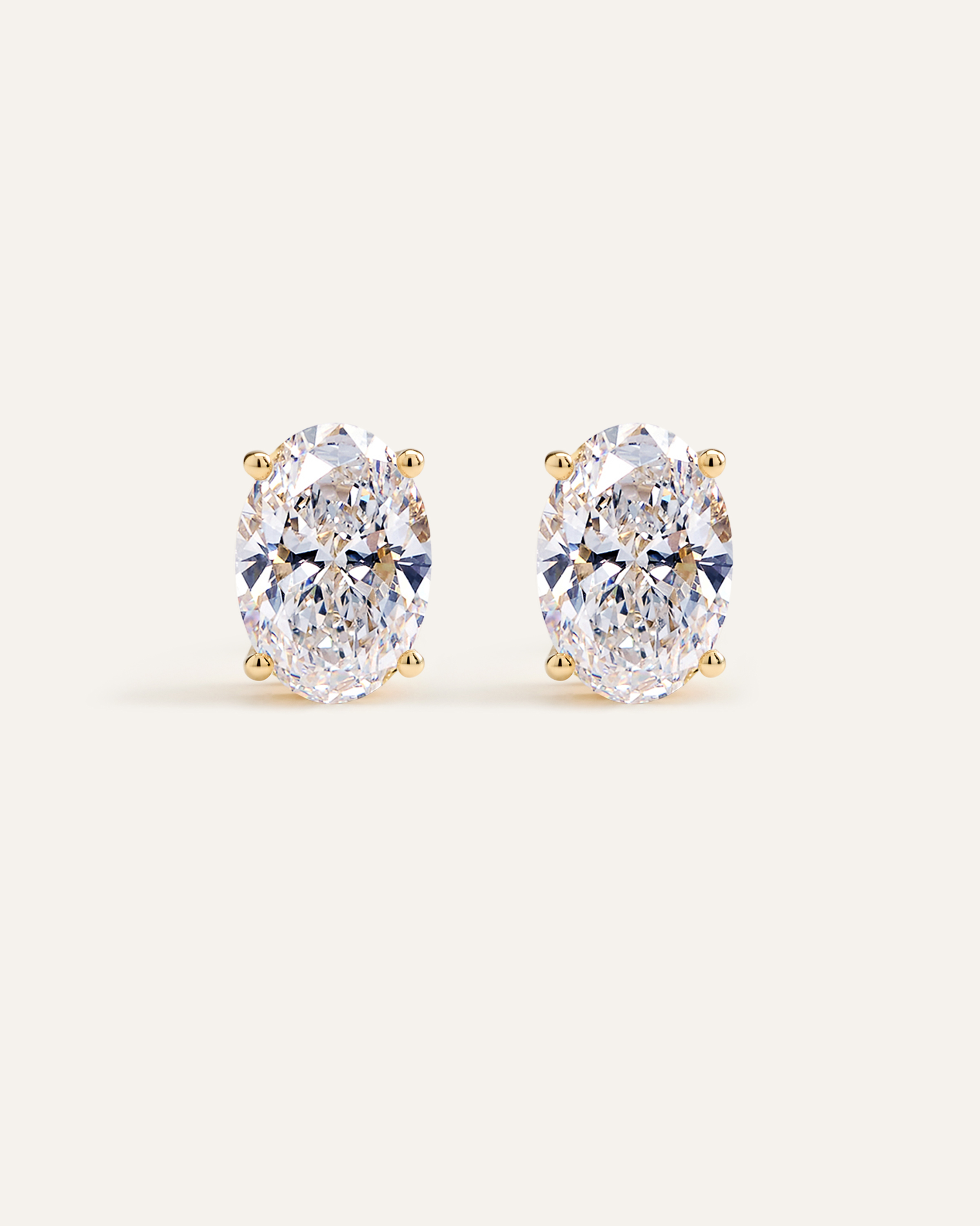 Yellow Gold 14K Gold Lab Grown Diamond Statement Oval Studs - 8ctw