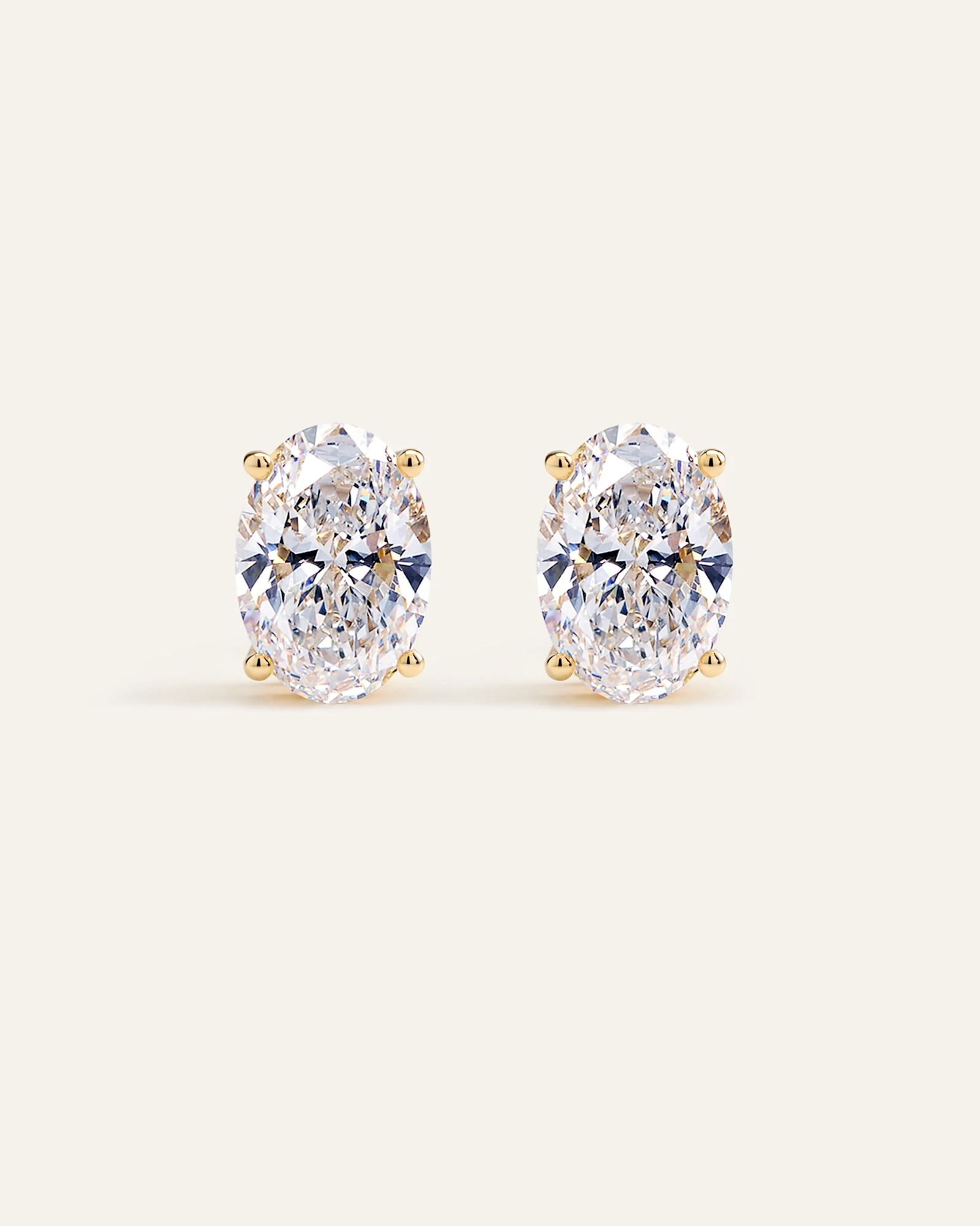 14K Gold Lab Grown Diamond Luxe Oval Studs - 8ctw