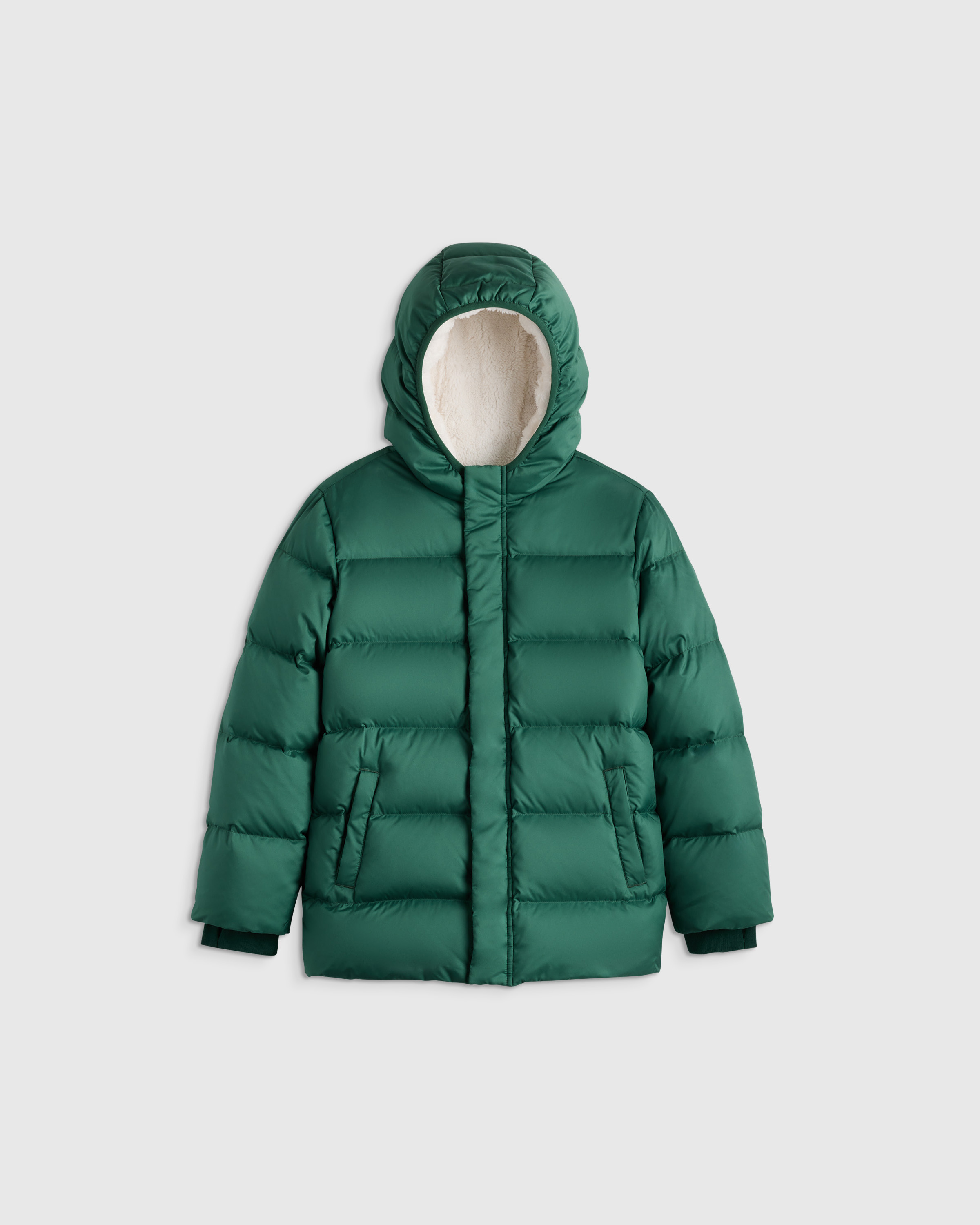 Dark Green Manteau matelassé en duvet épais