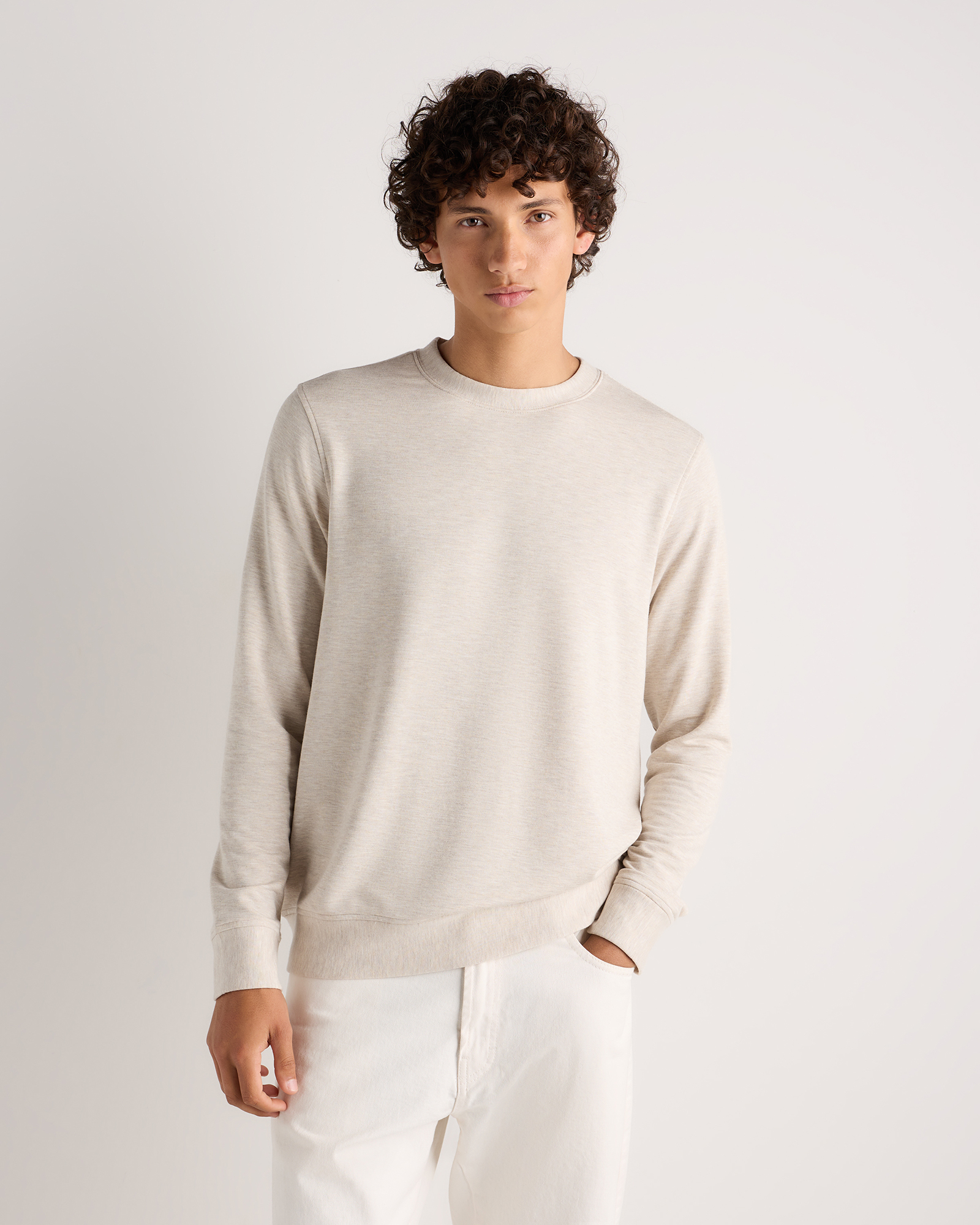 Heather Oatmeal Supersoft Fleece Crew