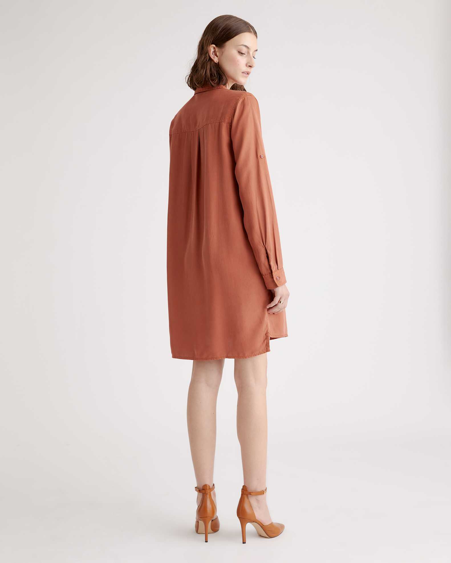 Vintage Wash Tencel Roll Sleeve Tunic Dress Vintage Wash Tencel Roll Sleeve Tunic Dress