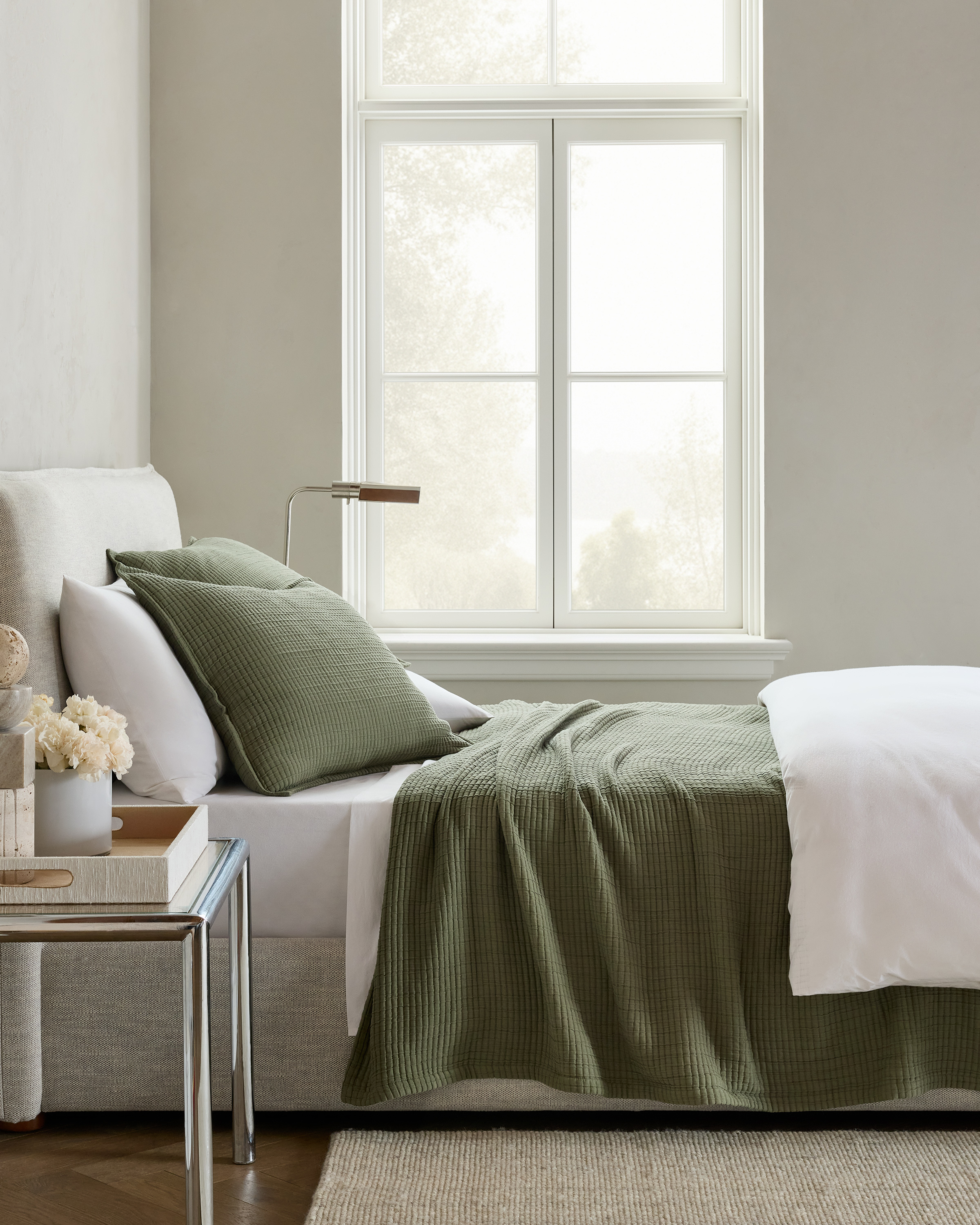 Olive Couvre-lit en coton biologique côtelé