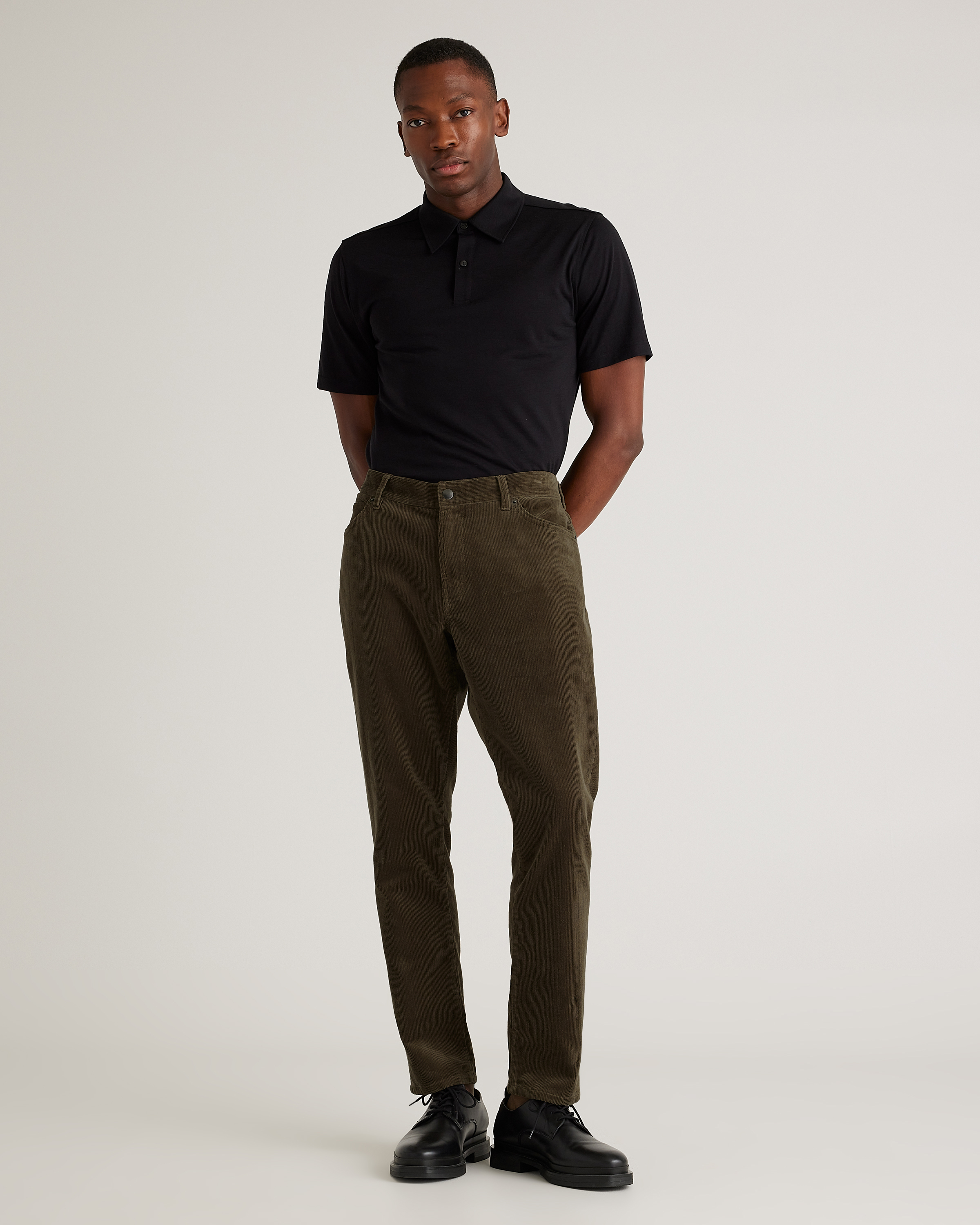 Organic Stretch Corduroy 5-Pocket Pants in Seaweed